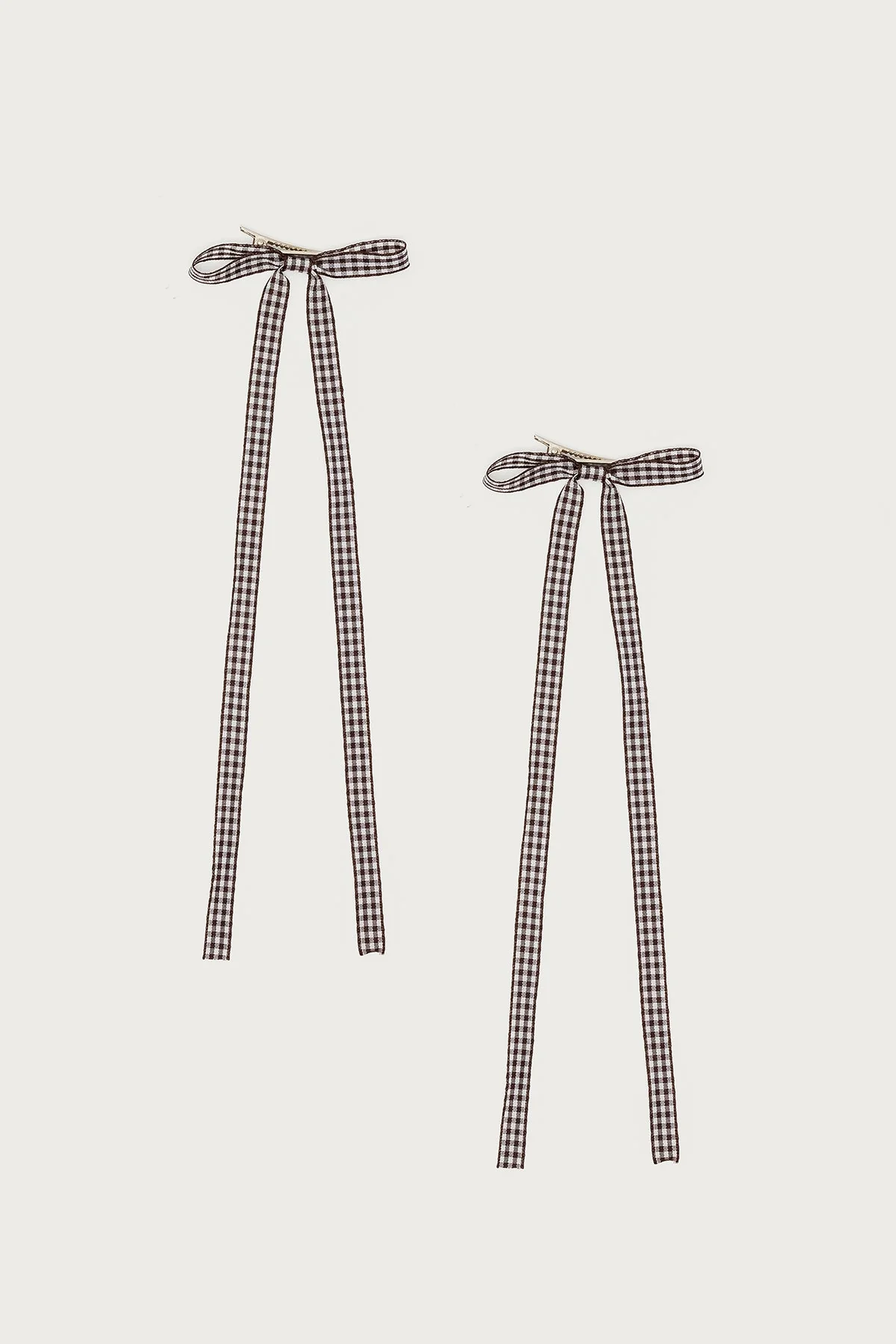 Gingham Bow Hair Clip Set - Image 2