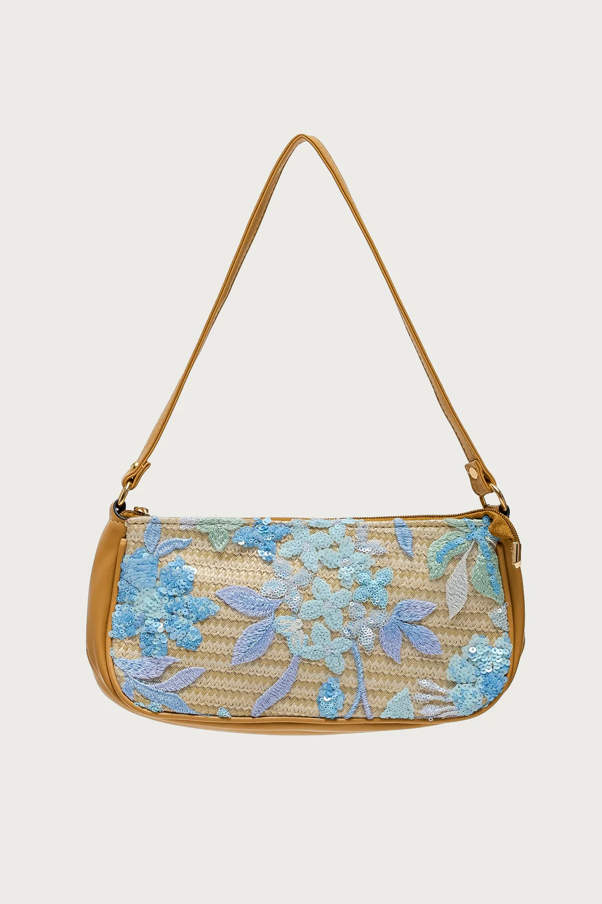 Sequin & Embroidered Straw Bag - Image 4