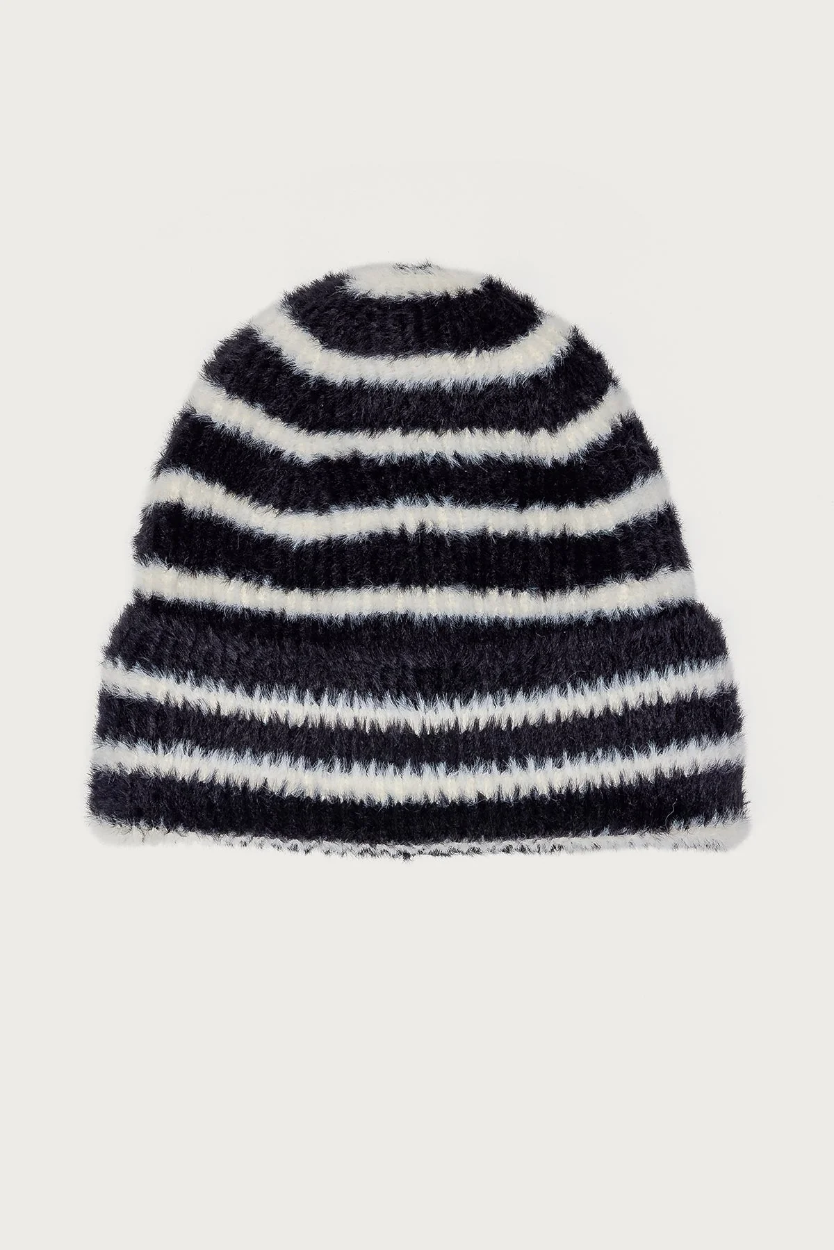 Striped Fuzzy Knit Beanie - Image 2