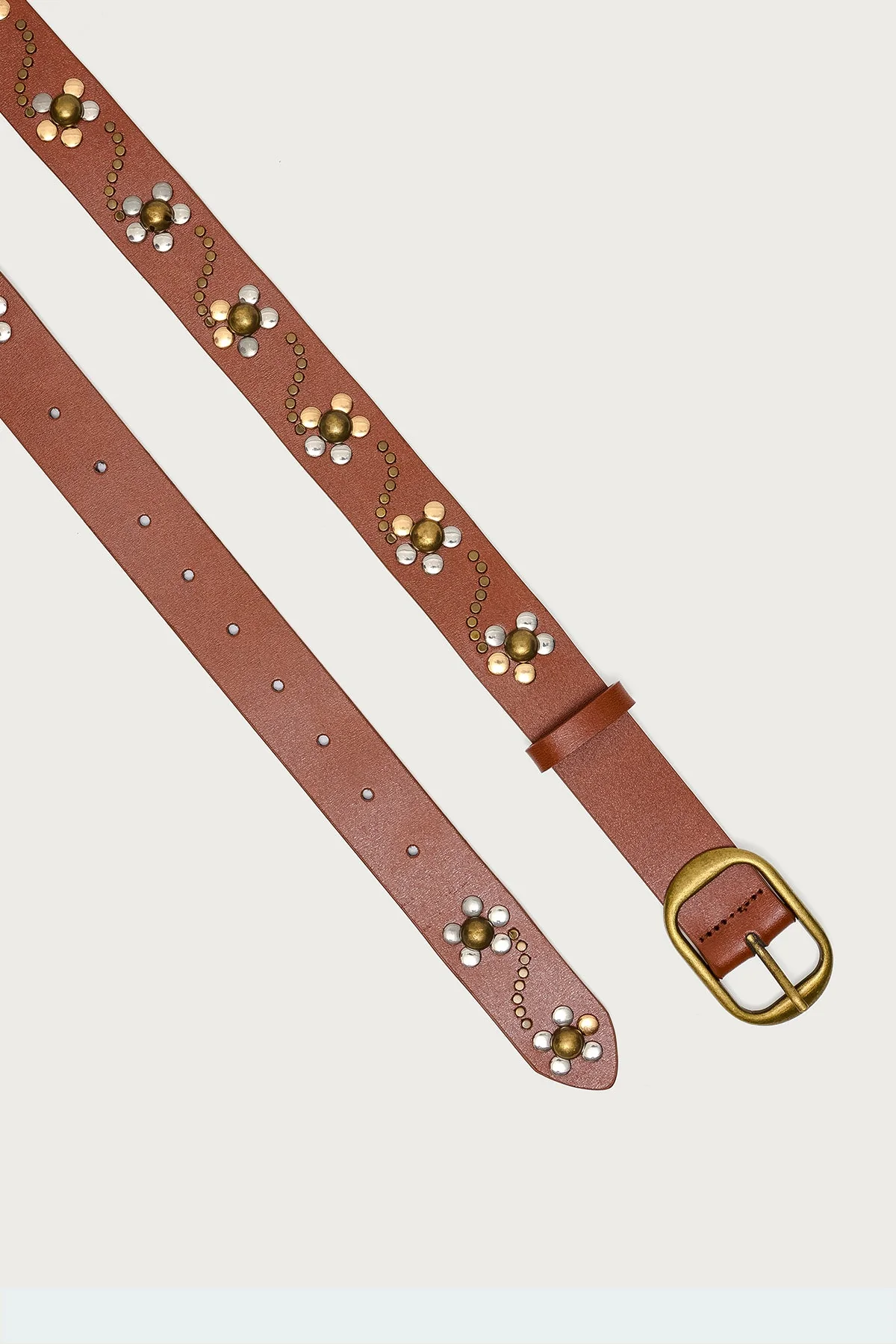 Flower Studded Faux Leather Belt - Image 3