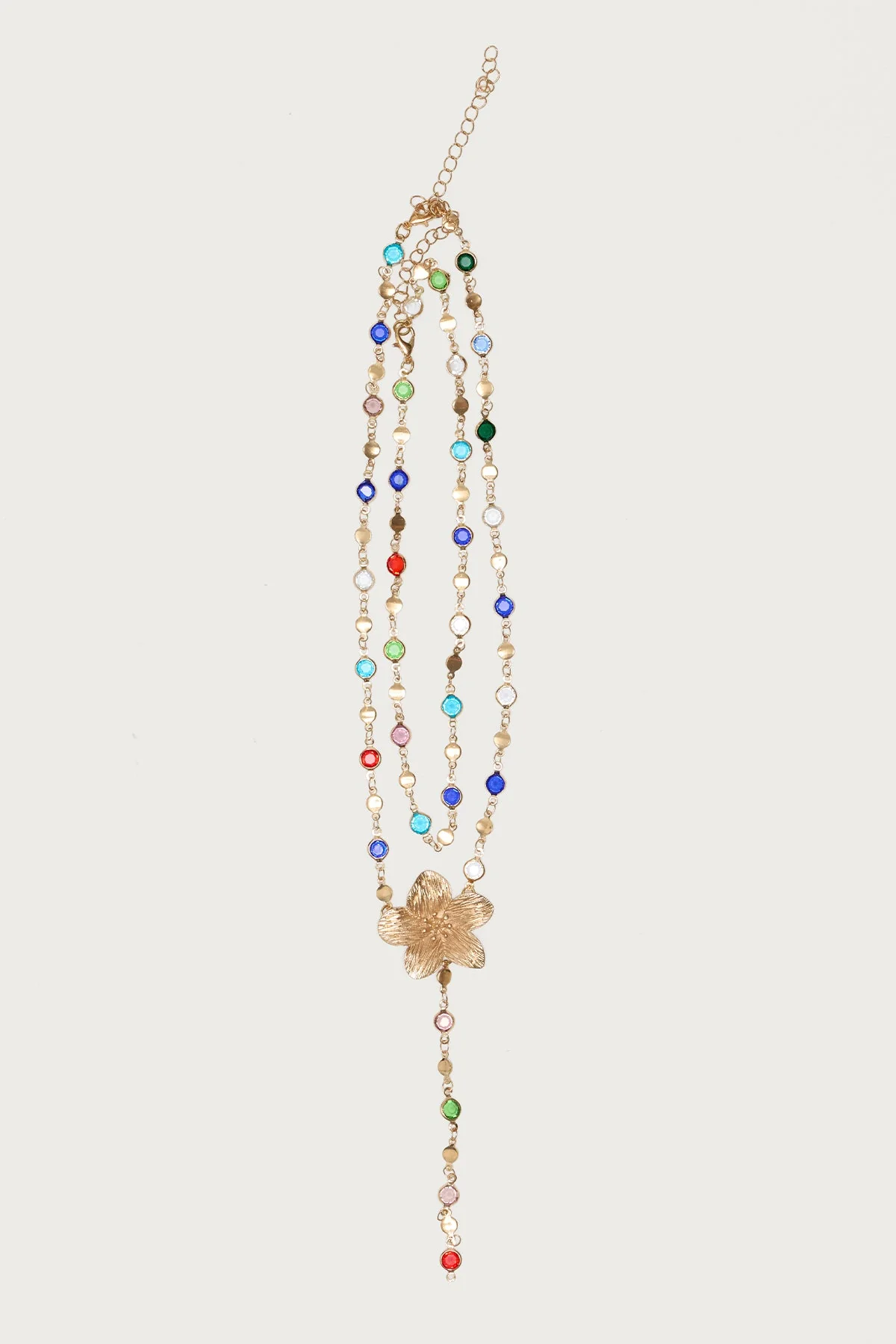 Flower Cascading Gemstone Necklace Set - Image 2