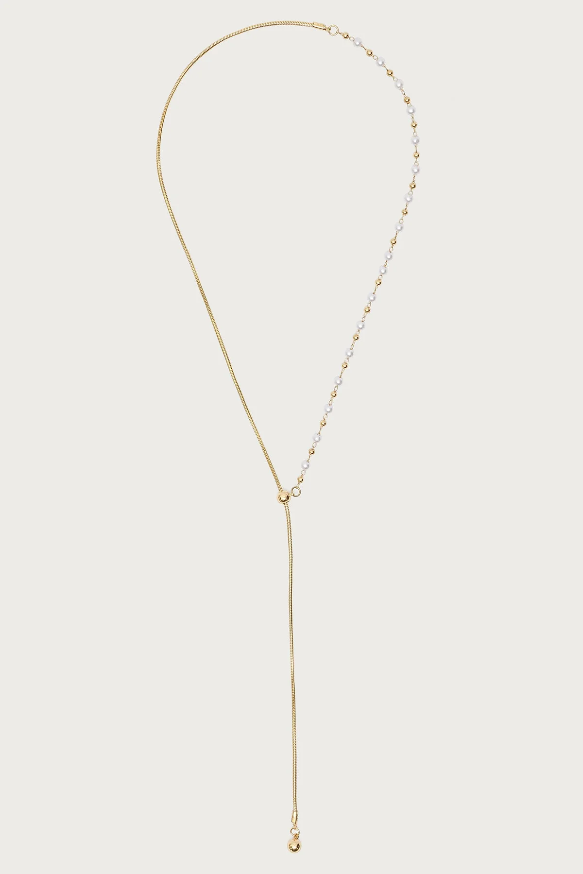 Pearl Beaded Cascading Chain Necklace - Image 2
