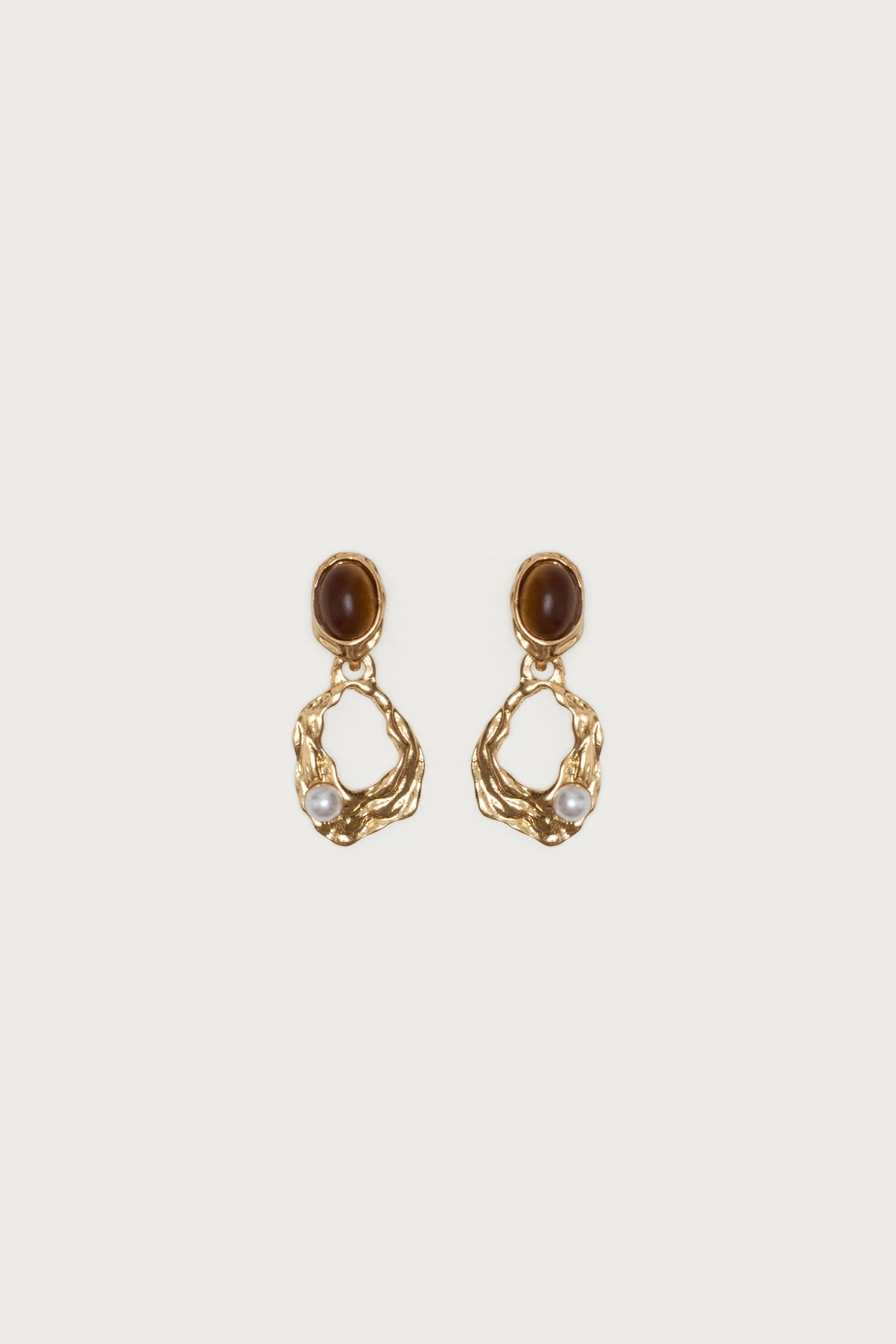 Faux Tiger Eye Abstract Earrings - Image 2