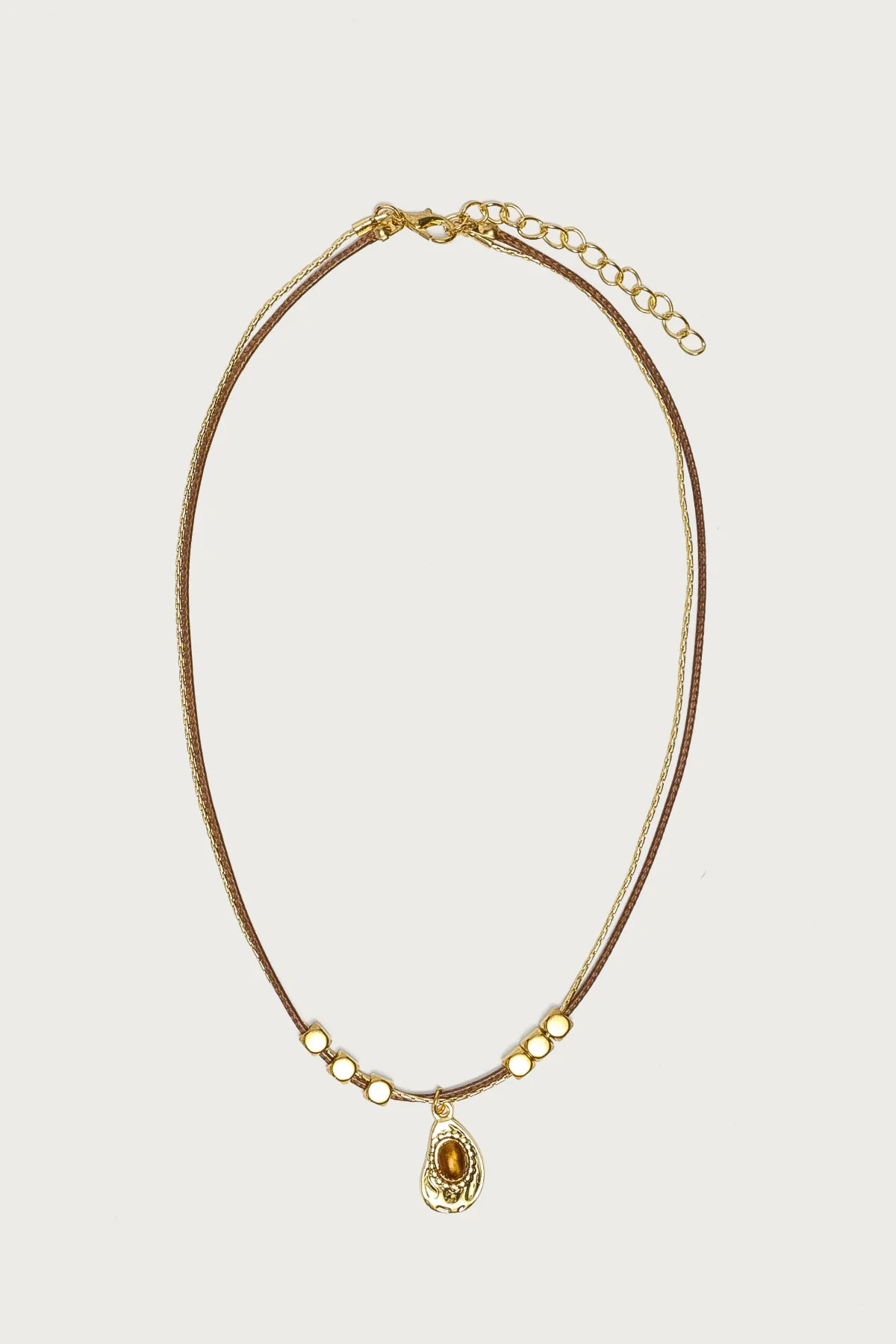 Oval Stone Pendant Cord Necklace - Image 2
