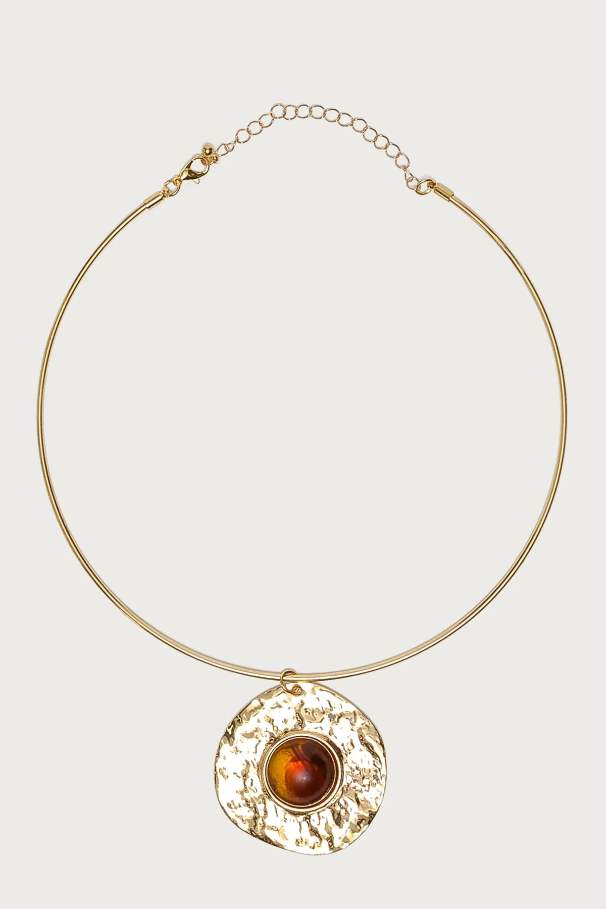 Textured Pendant & Stone Necklace - Image 2