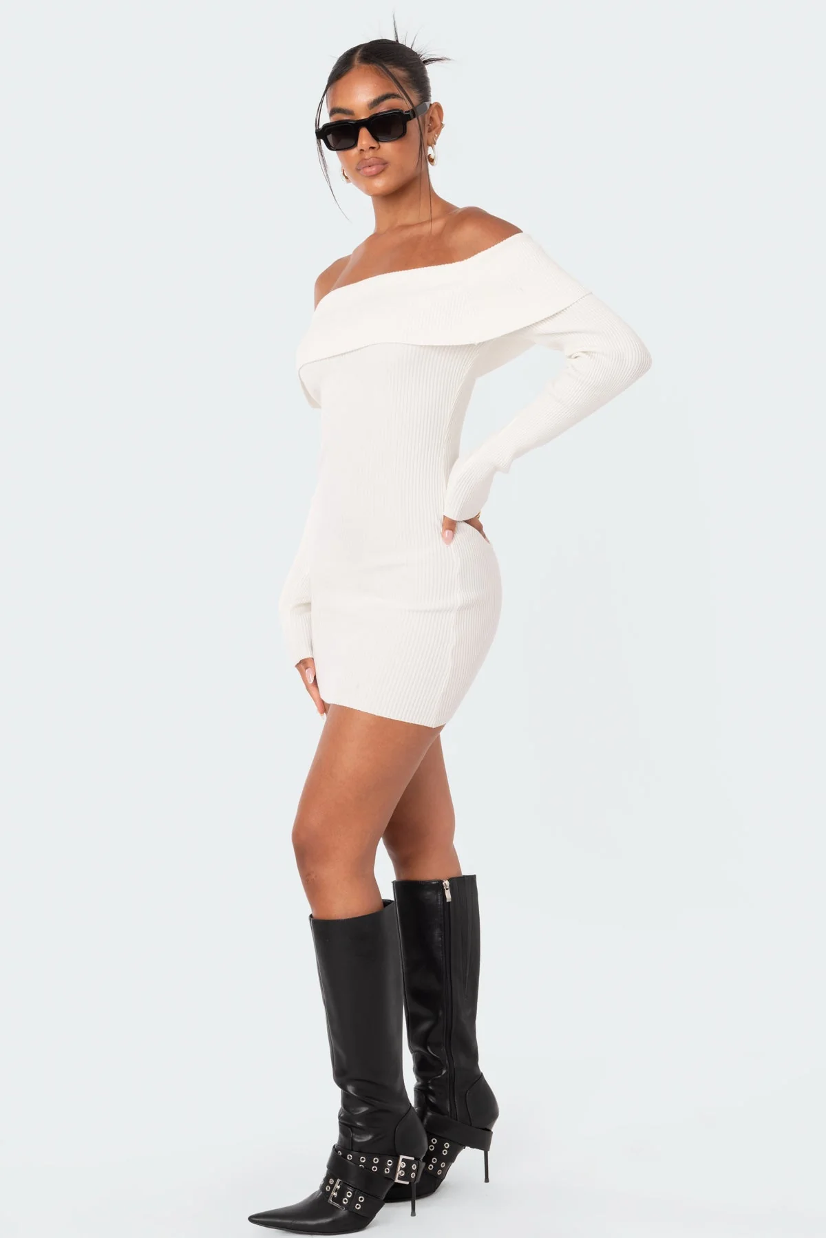 Emma Fold Over Knitted Dress - Image 3
