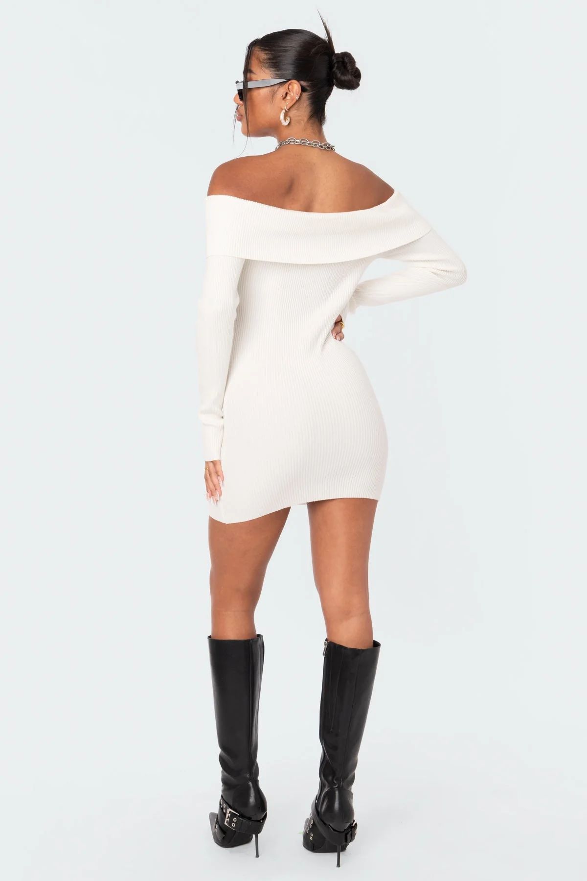 Emma Fold Over Knitted Dress - Image 5