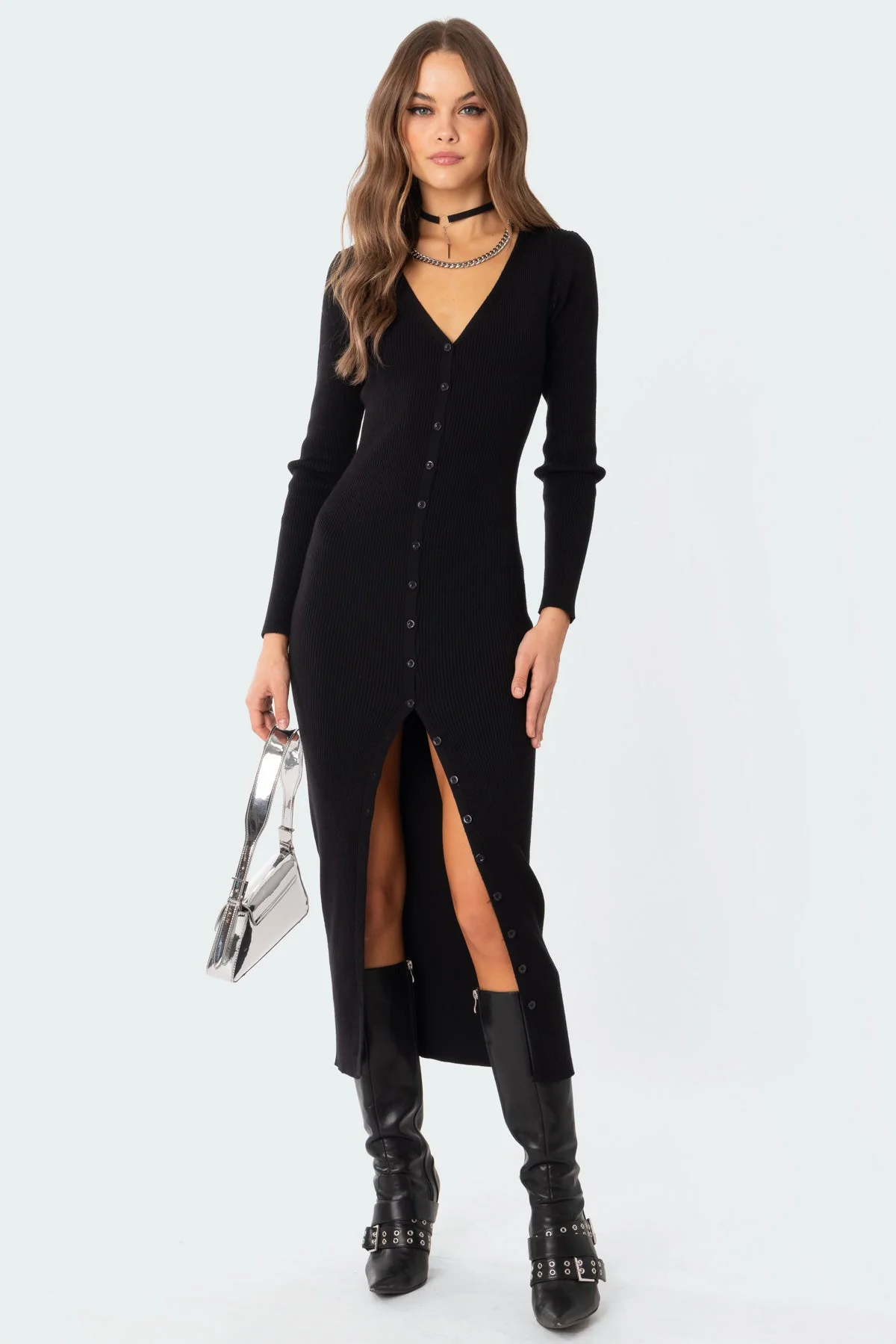 Jazlyn Knitted Button Up Maxi Dress - Image 5