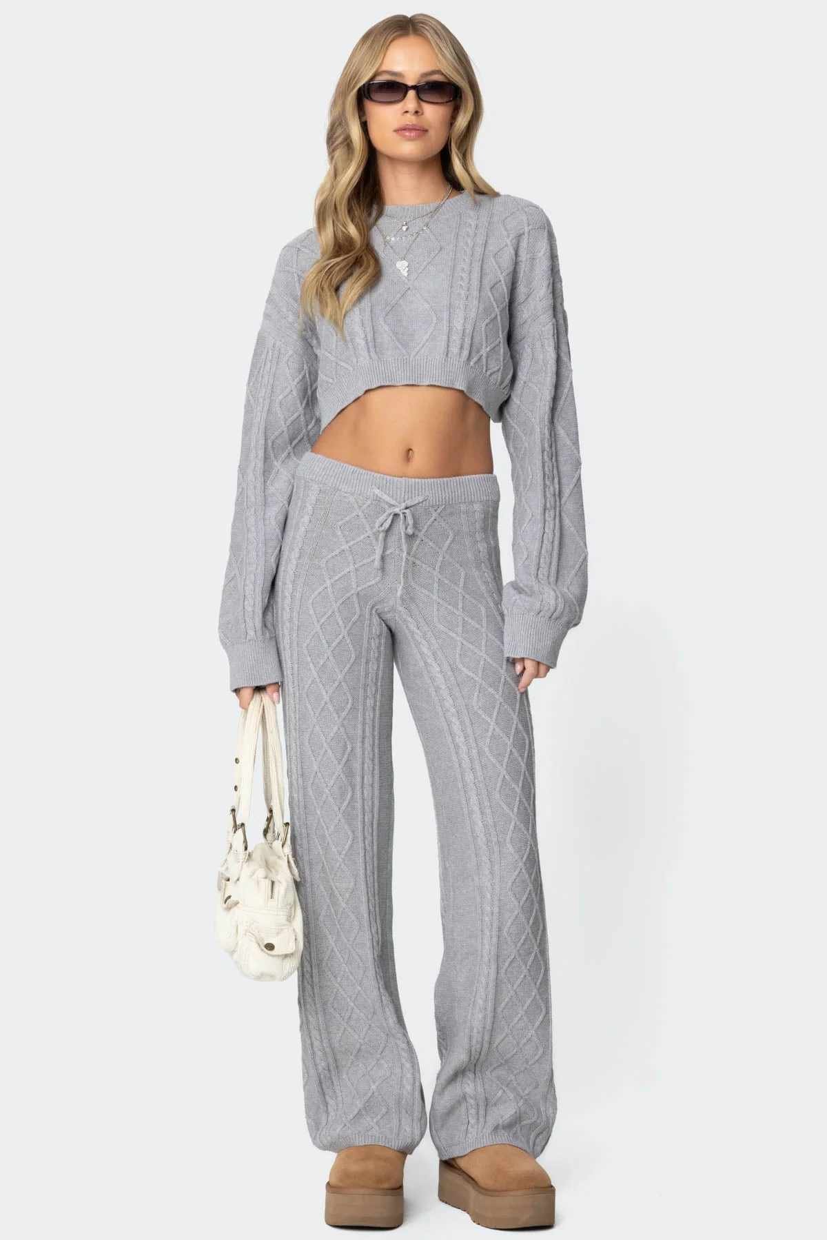 Kasey Cable Knit Cropped Sweater - Image 2
