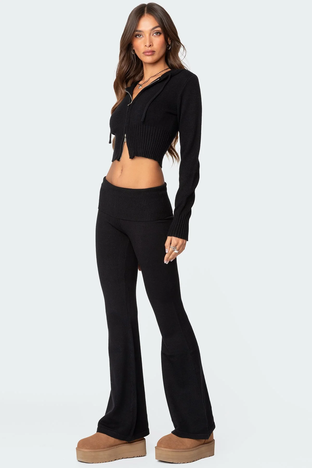 Desiree Knitted Low Rise Fold Over Trousers - Image 3