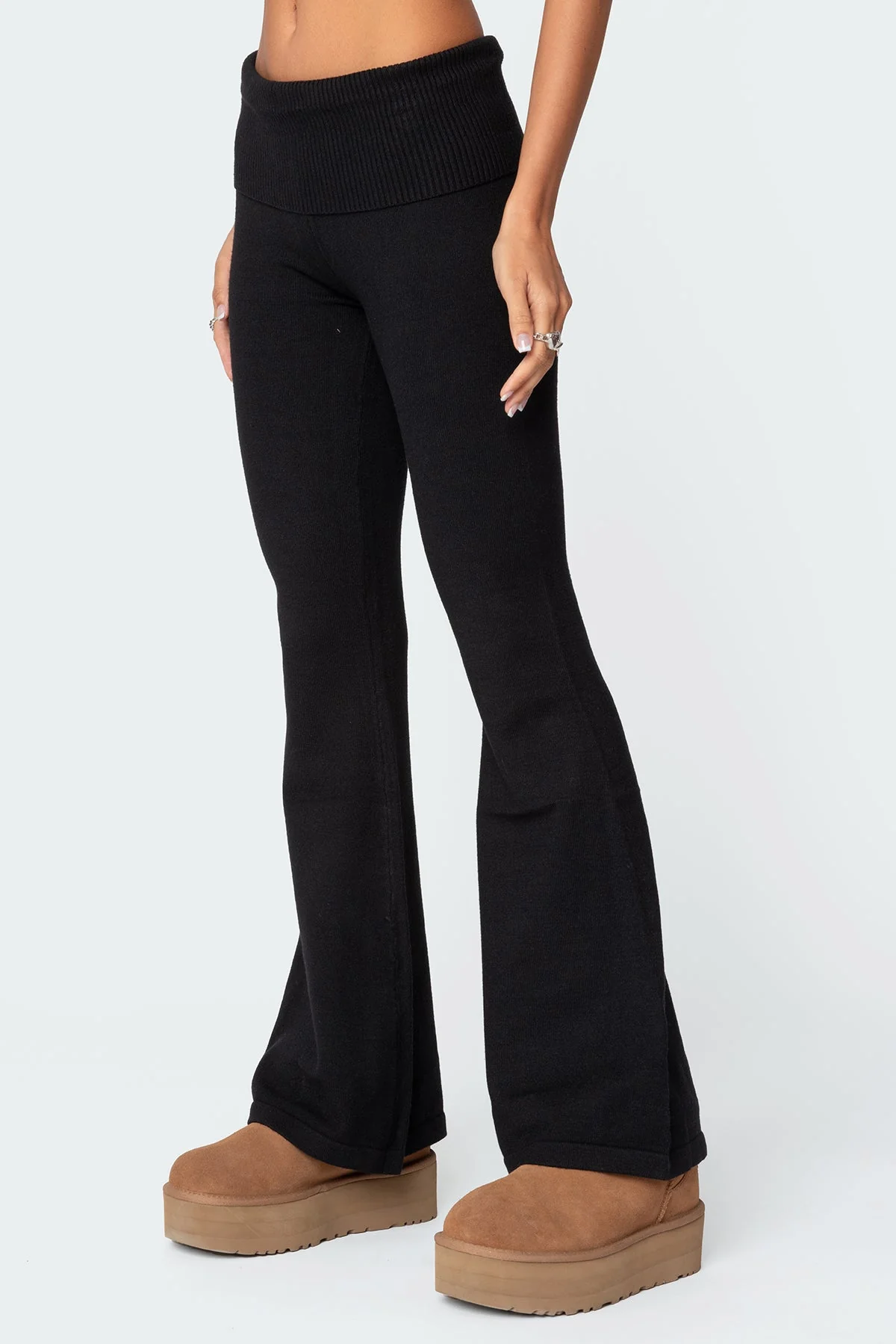 Desiree Knitted Low Rise Fold Over Trousers - Image 4