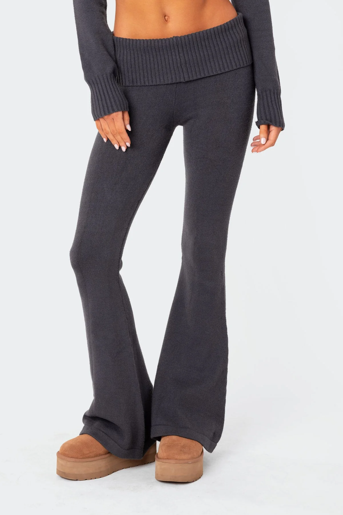 Desiree Knitted Low Rise Fold Over Trousers - Image 2