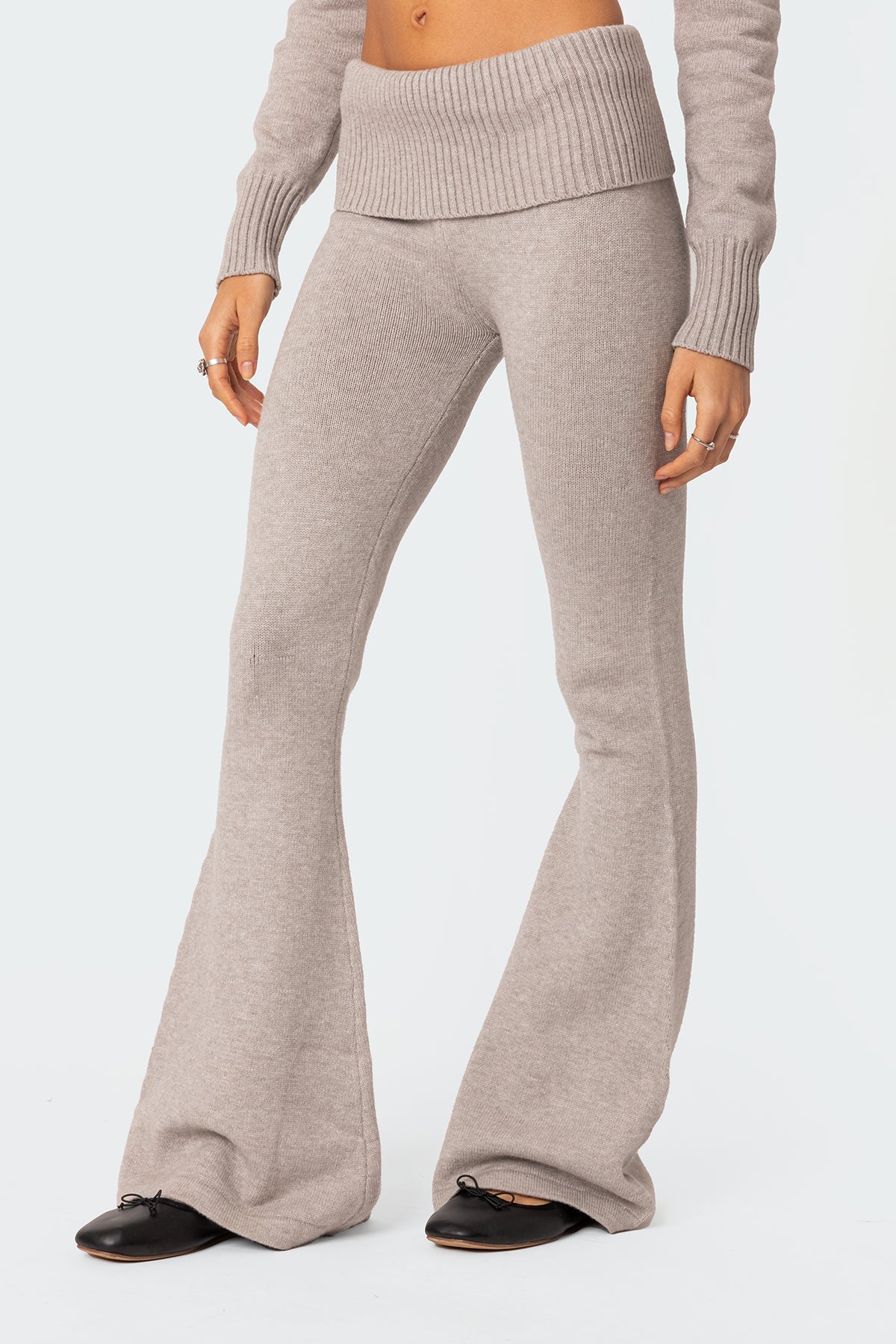 Desiree Knitted Low Rise Fold Over Trousers - Image 3