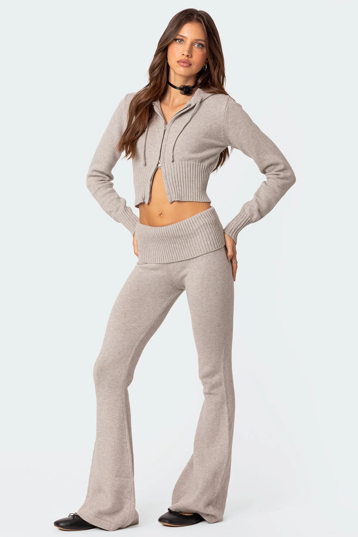 Desiree Knitted Low Rise Fold Over Trousers - Image 5