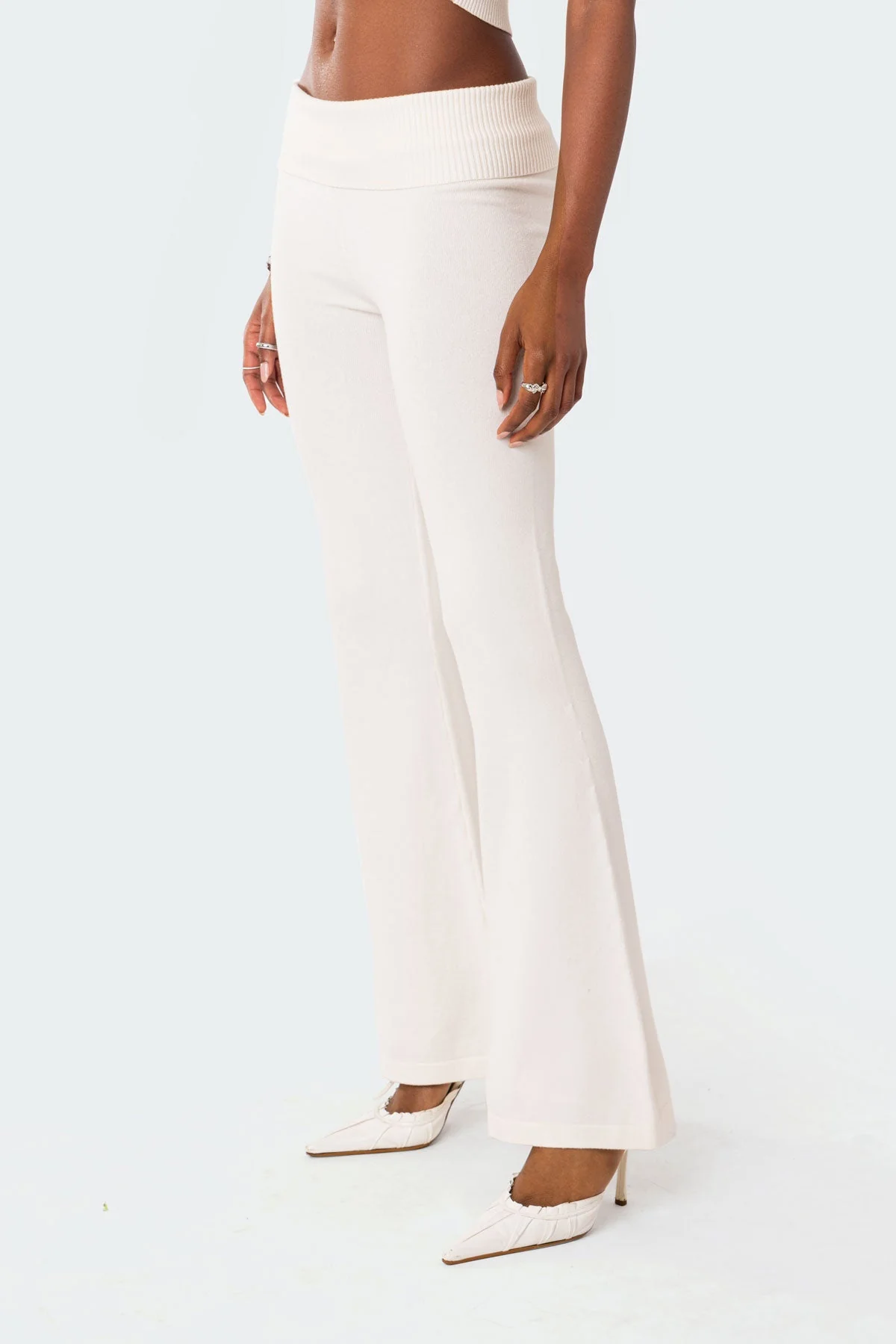 Desiree Knitted Low Rise Fold Over Trousers - Image 3