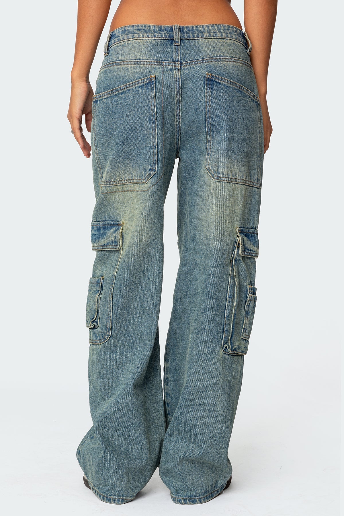 Westie Washed Low Rise Baggy Cargo Jeans - Image 4