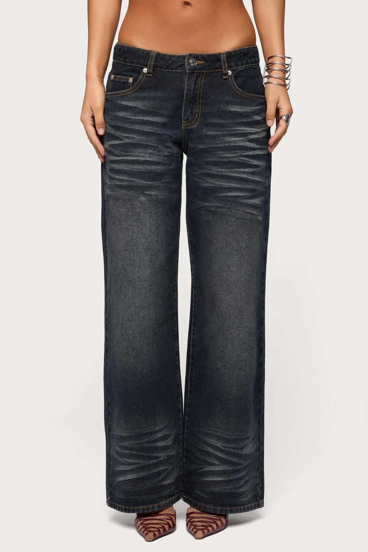 Magda Acid Wash Low Rise Baggy Jeans - Image 2