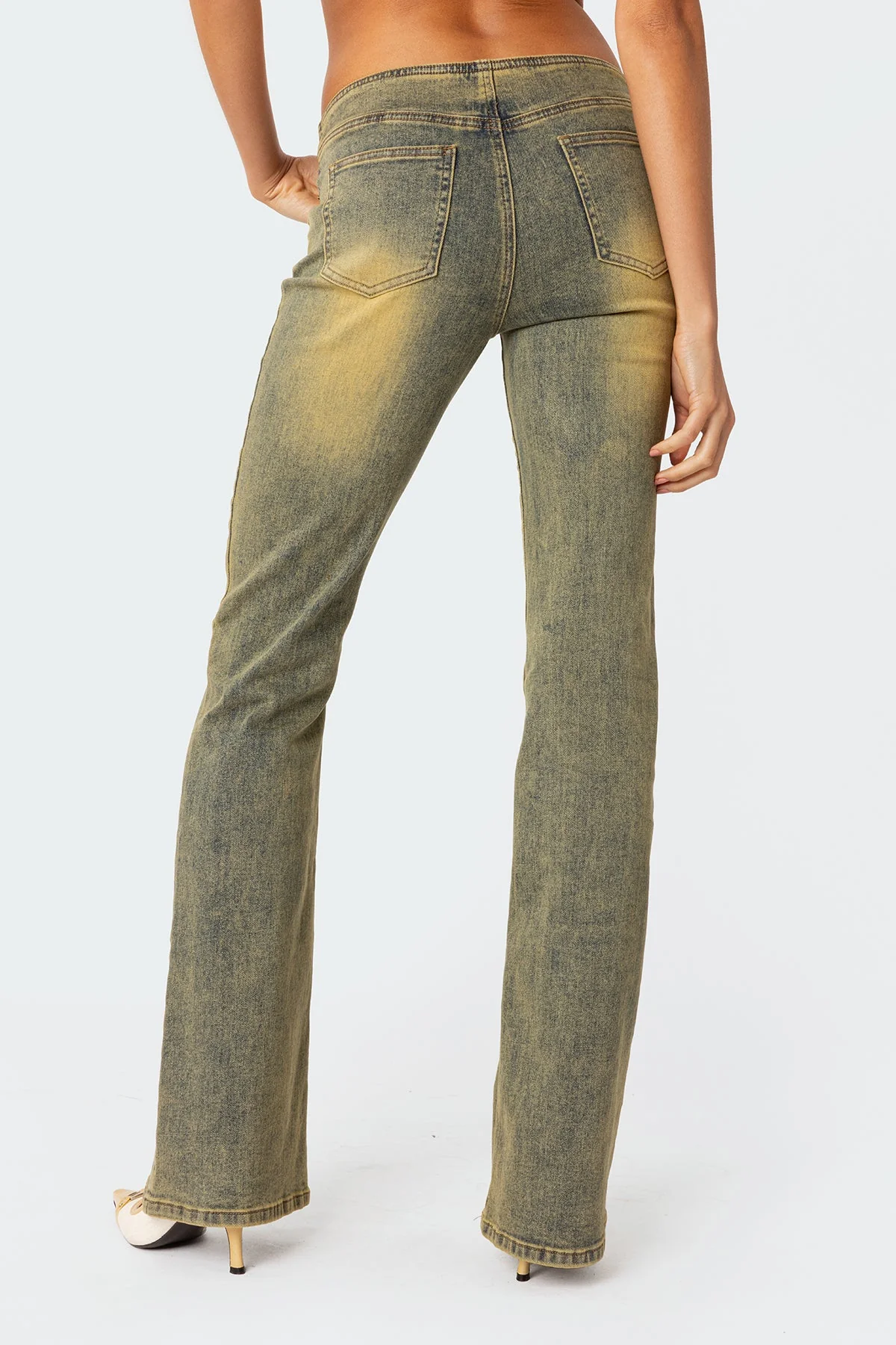 Maris Low Rise Washed Flared Jeans - Image 4