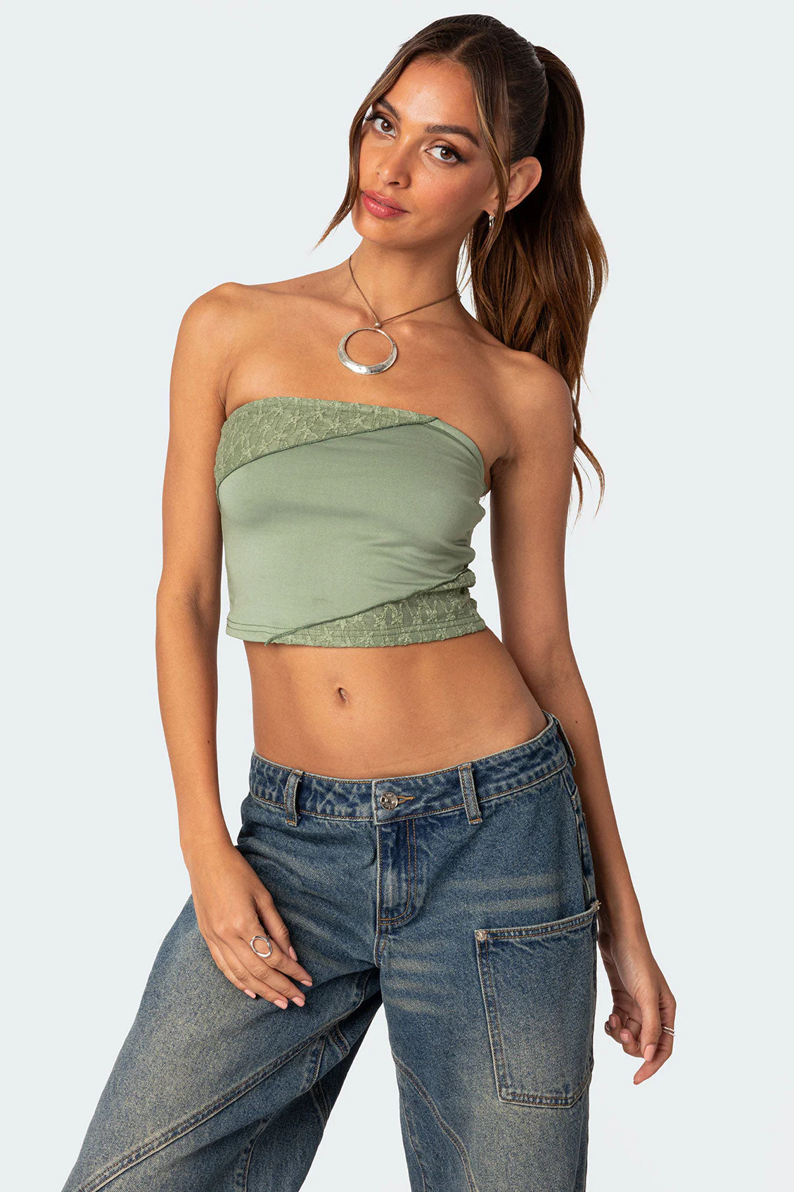 Lace Patchwork Tube Top - Image 2