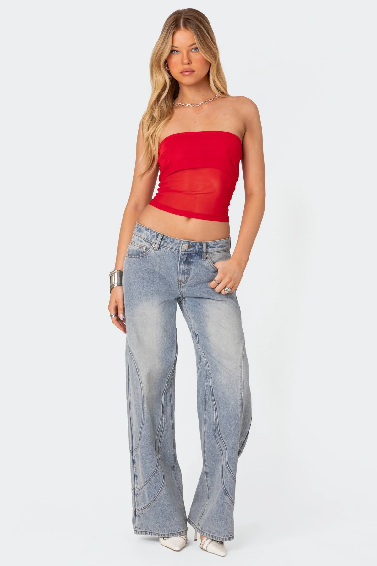 Celestia Sheer Mesh Tube Top - Image 4