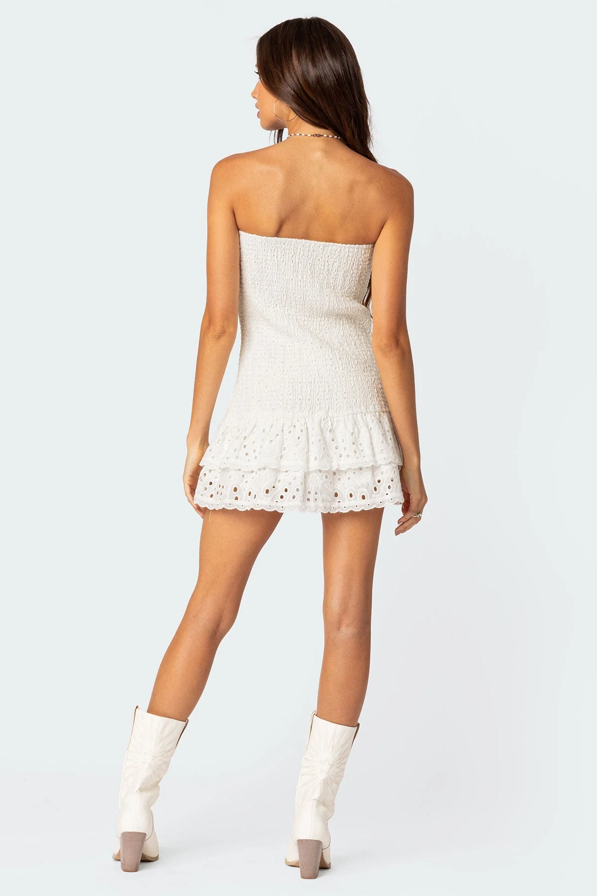 Livia Lacey Cotton Scrunch Mini Dress - Image 5