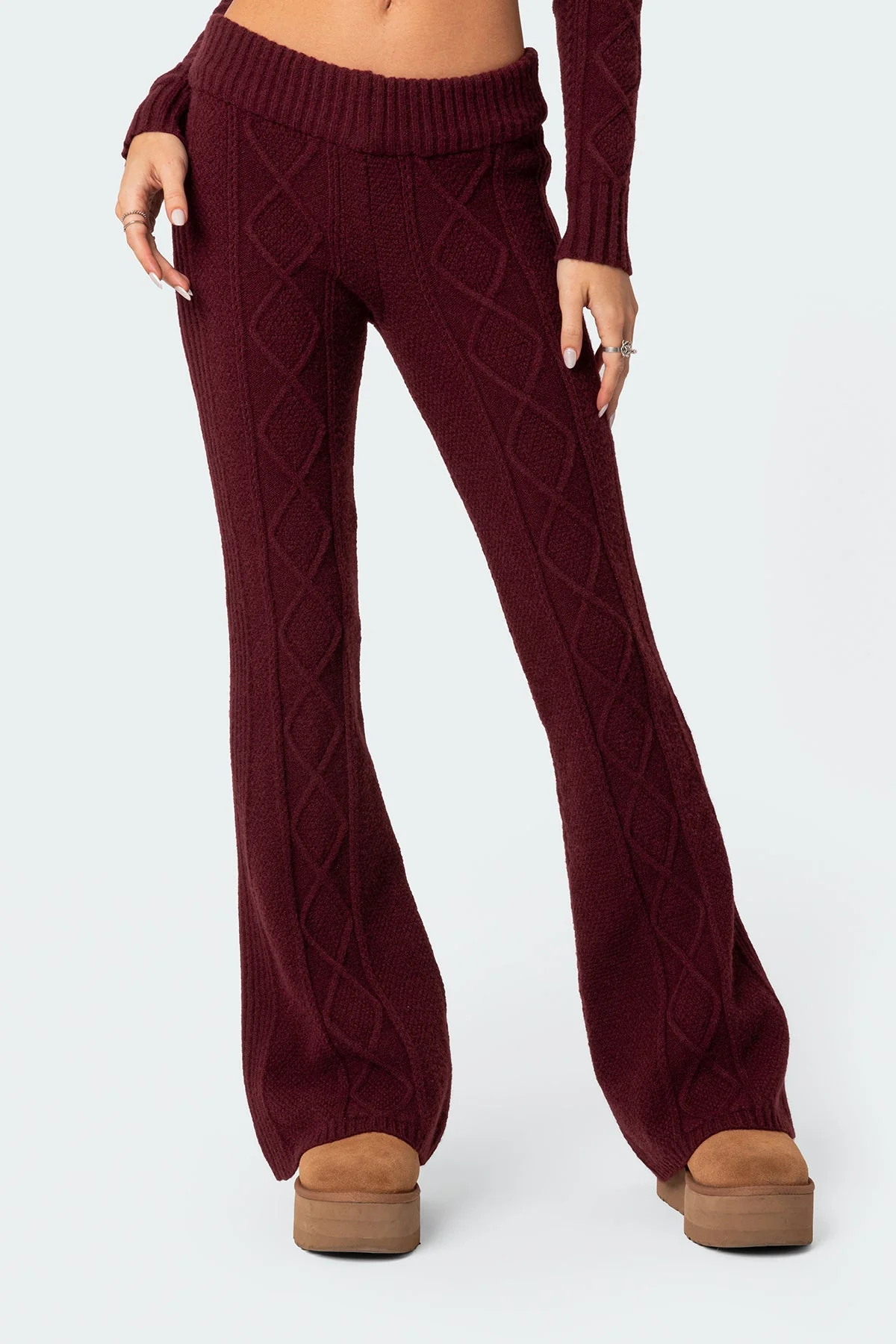Ray Cable Knit Flared Trousers - Image 2