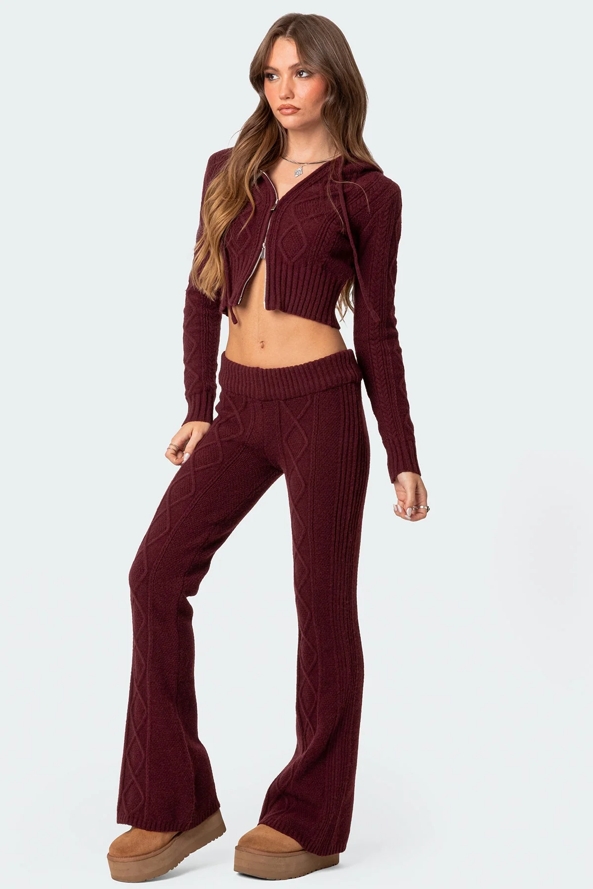 Ray Cable Knit Flared Trousers - Image 3