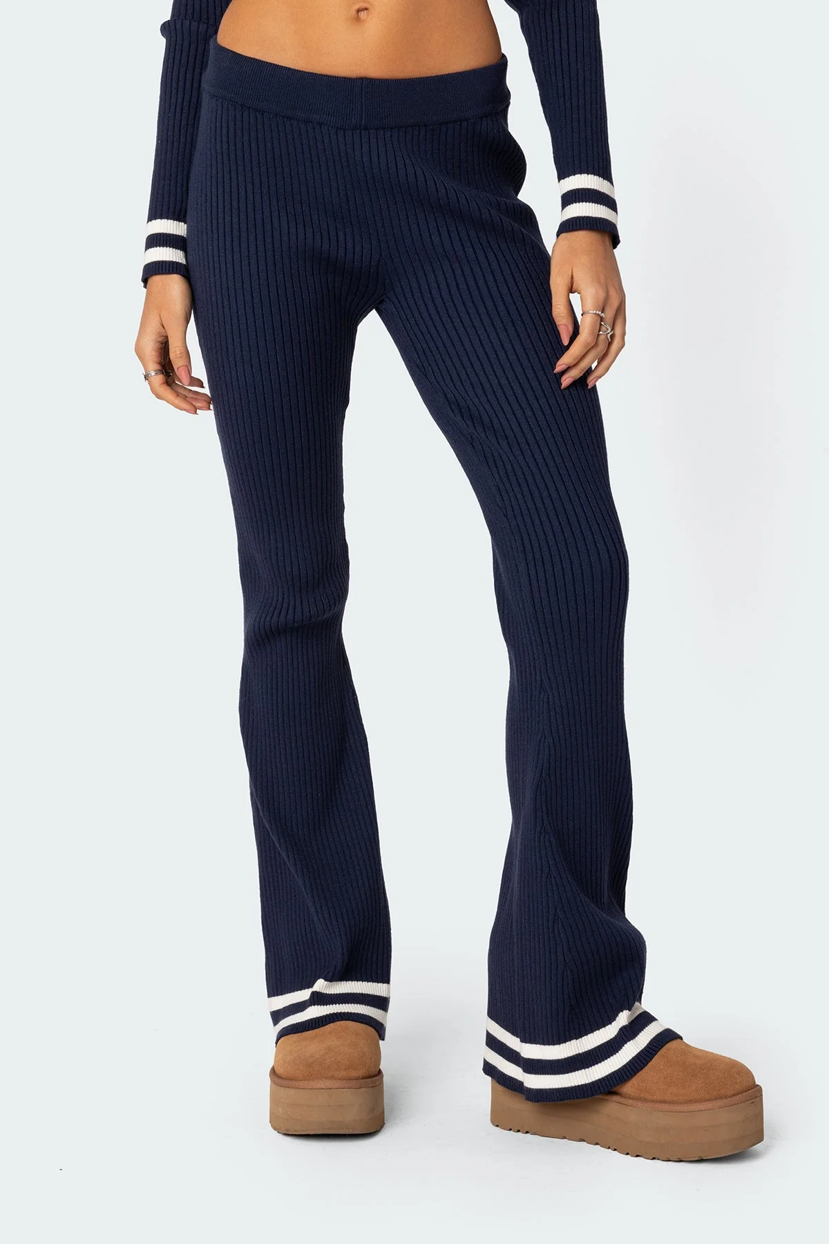 Pluto Ribbed Flared Trousers - Image 2