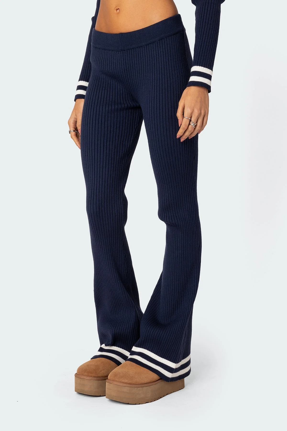 Pluto Ribbed Flared Trousers - Image 3