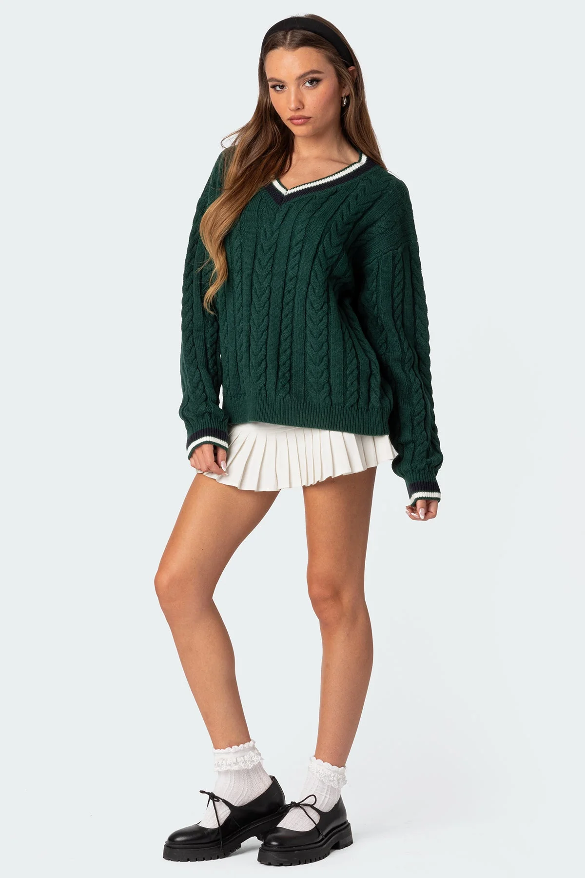 Donna Denim Pleated Mini Skort - Image 5