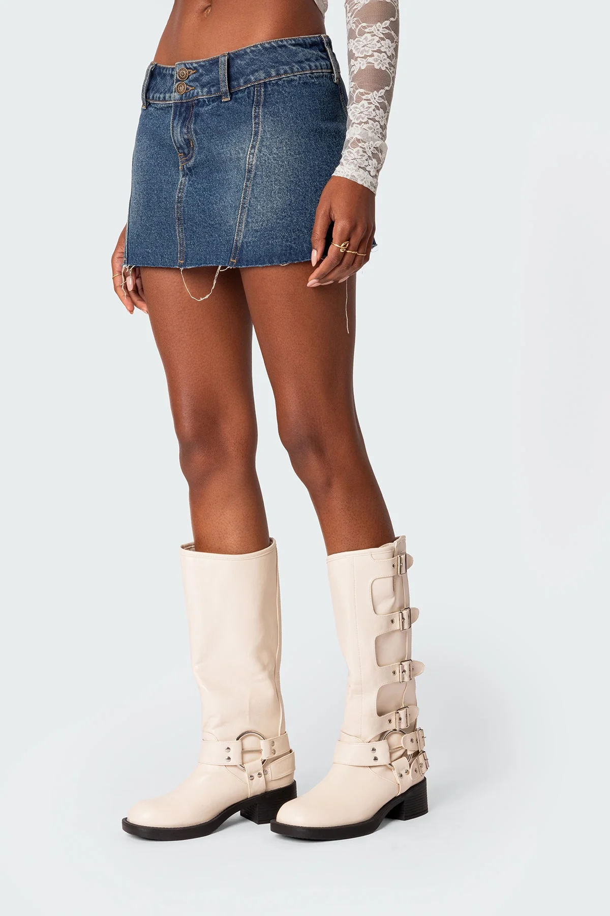 Donnie Washed Denim Mini Skirt - Image 3