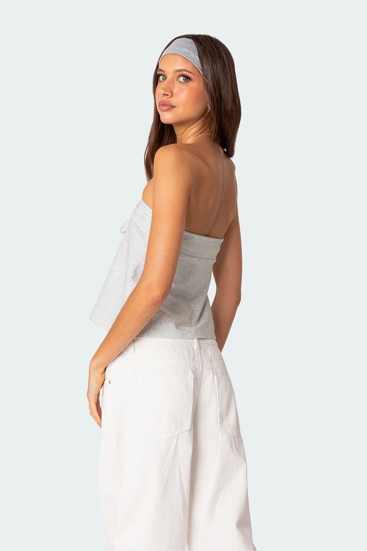 Caroline Tie Front Strapless Top - Image 4