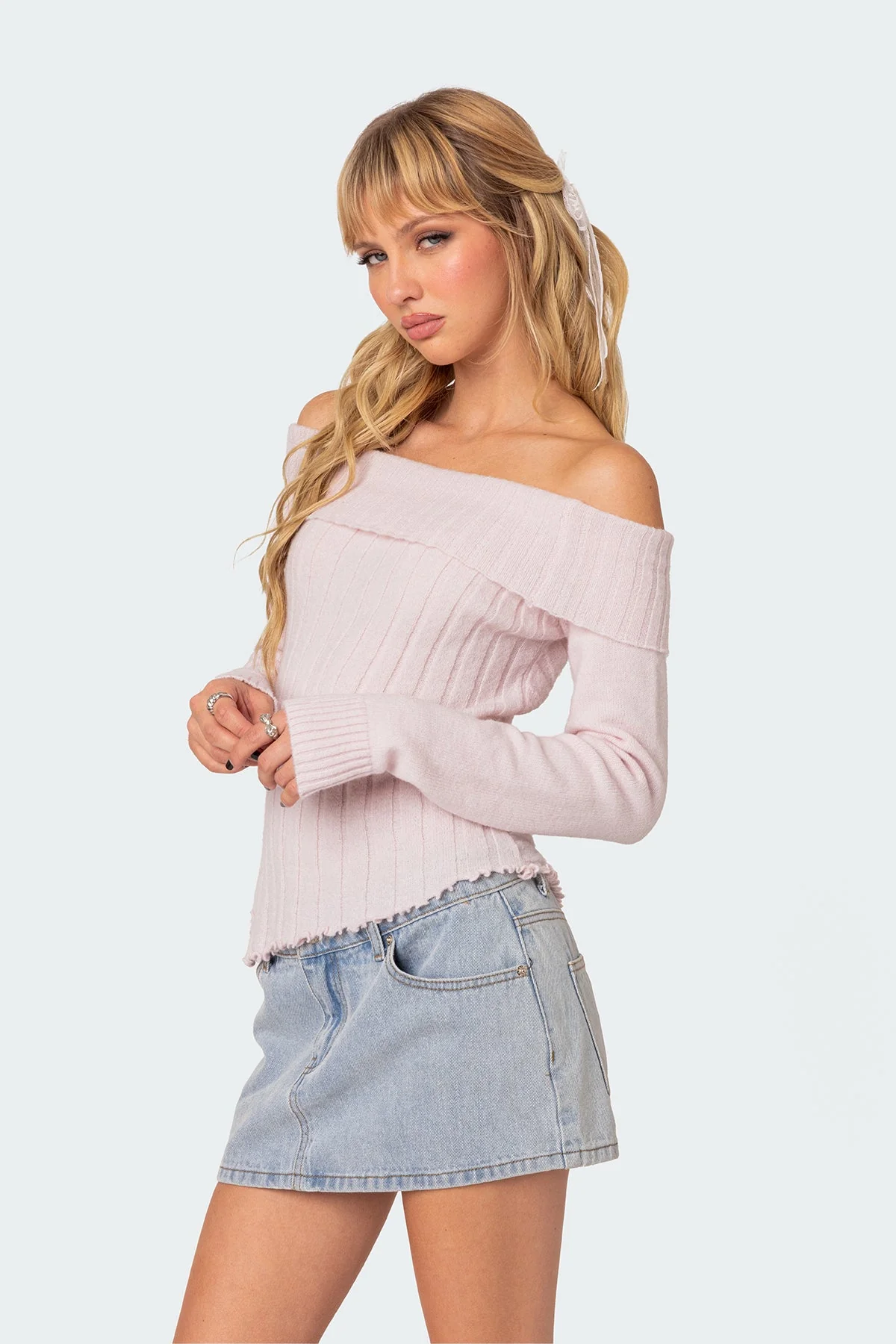 Sonya Fold Over Knit Top - Image 3