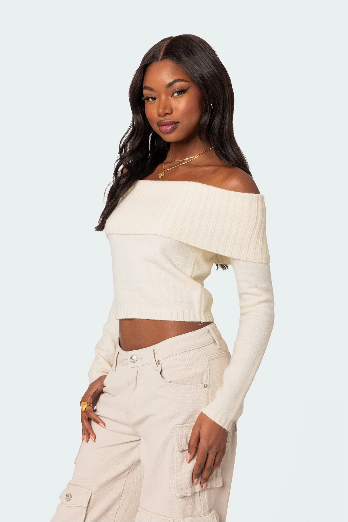 Tamara Fold Over Knit Top - Image 3
