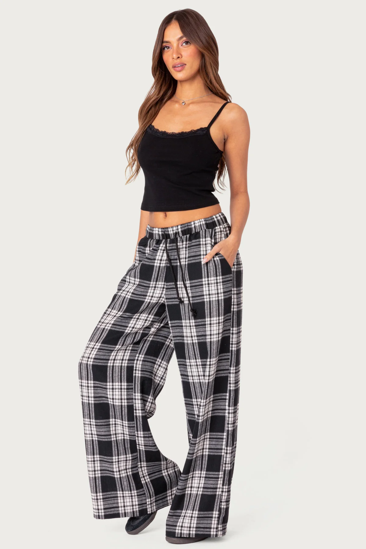 Lounge Around Plaid Wide Leg Trousers - Image 3