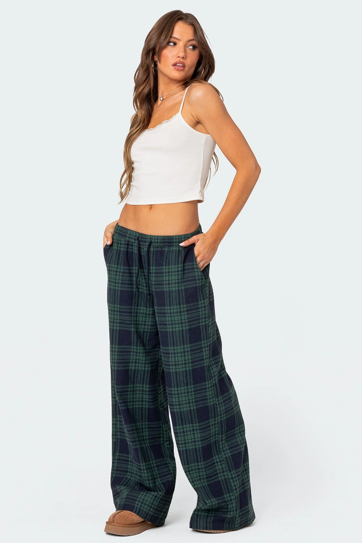 Lounge Around Plaid Wide Leg Trousers - Image 5