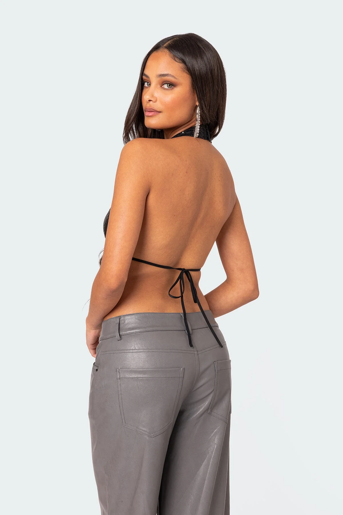 Draped Scoop Neck Open Back Top - Image 4