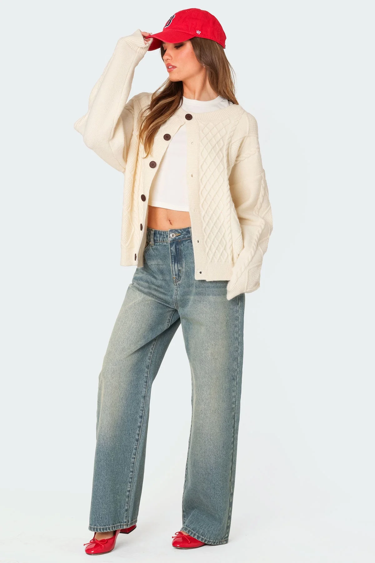 Rory Oversized Cable Knit Cardigan - Image 4