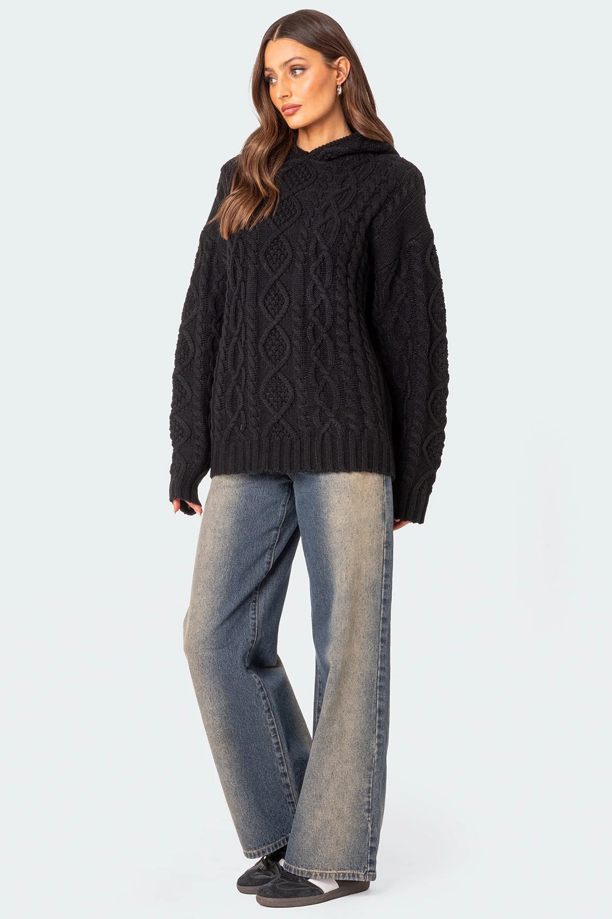 Oversized Cable Knit Hoodie - Image 5