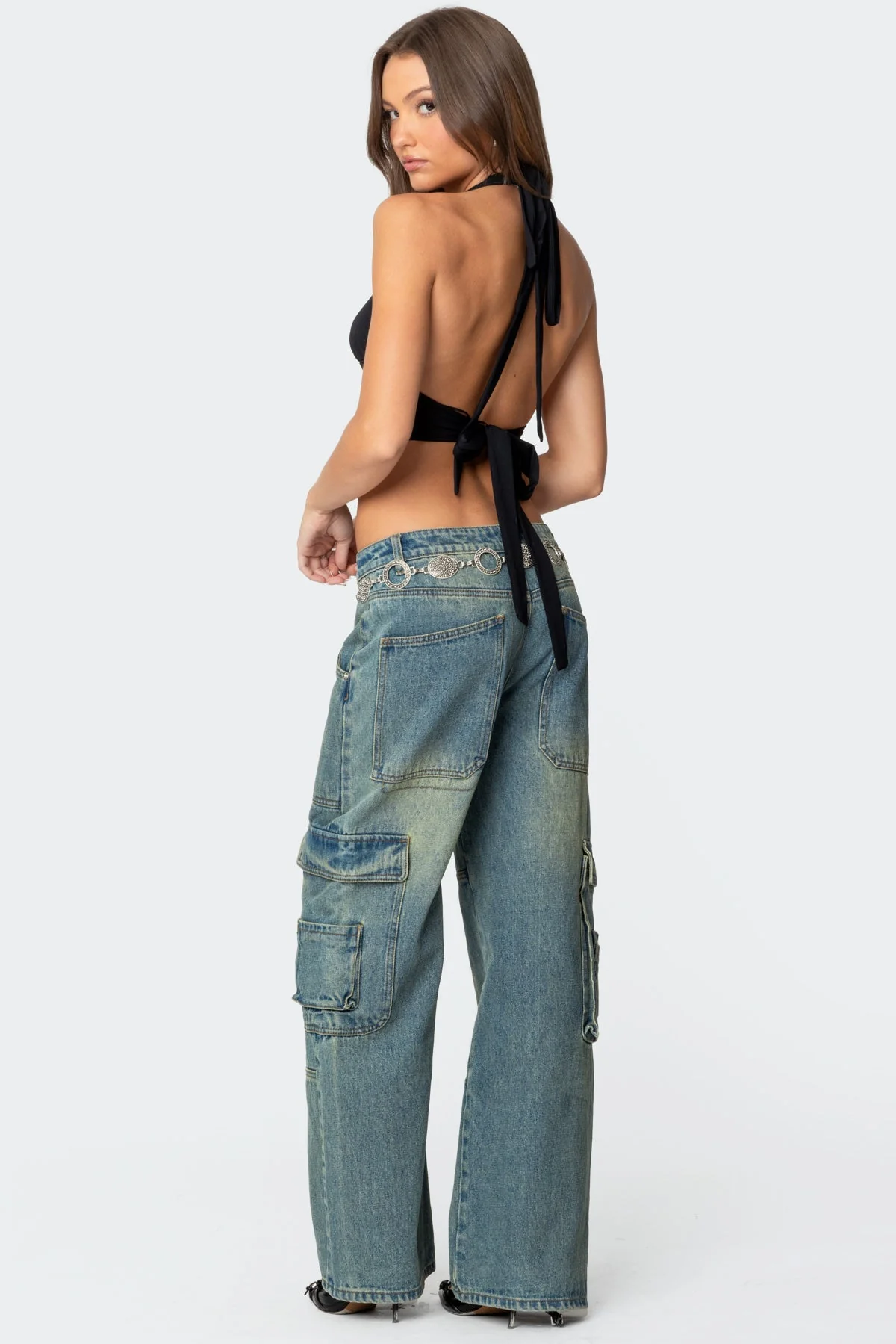 Open Back Triangle Halter Top - Image 2