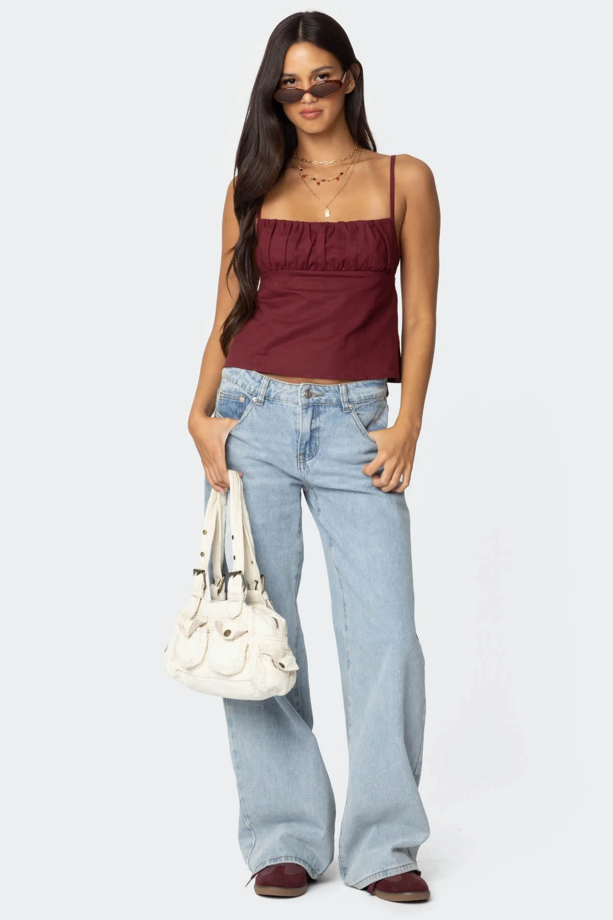 Linen Look Open Back Top - Image 2