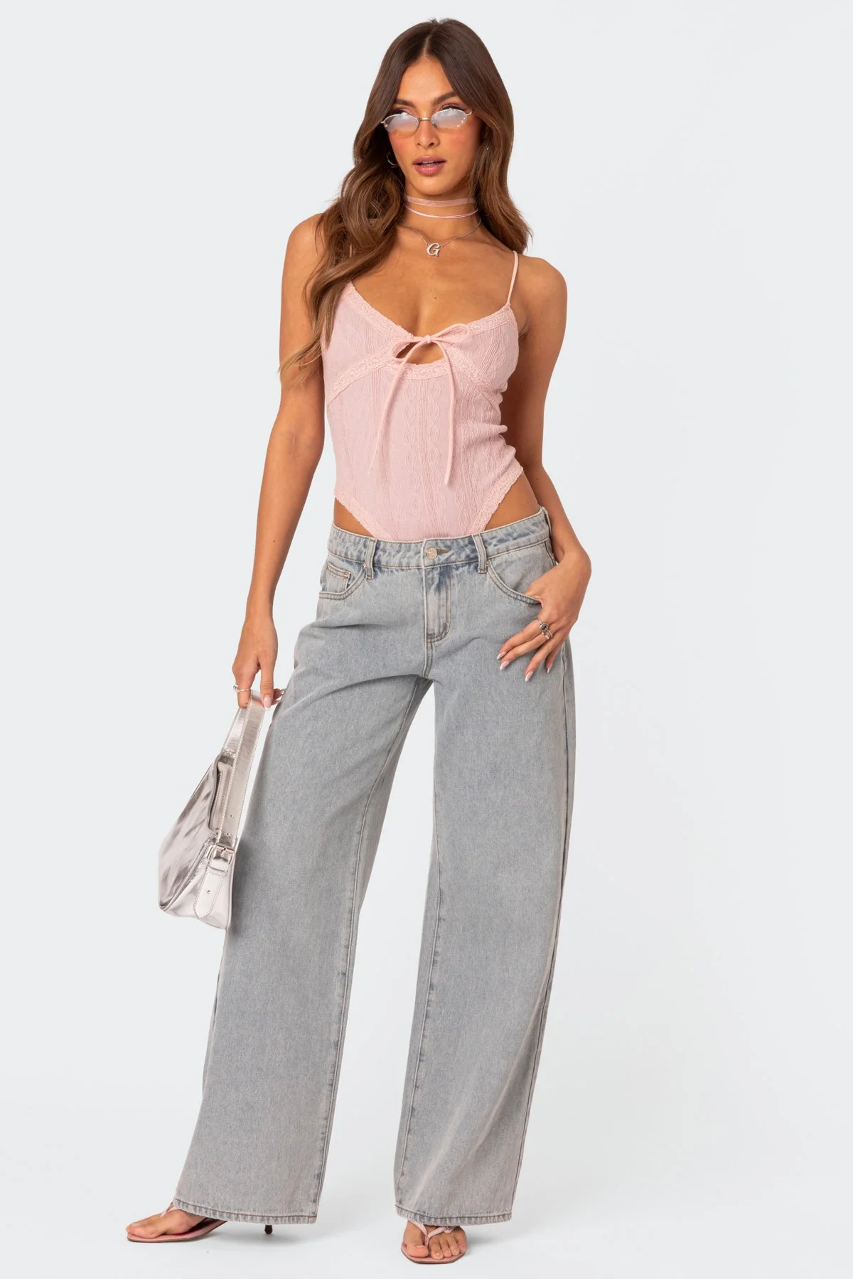 Bow Pocket Low Rise Baggy Jeans - Image 5