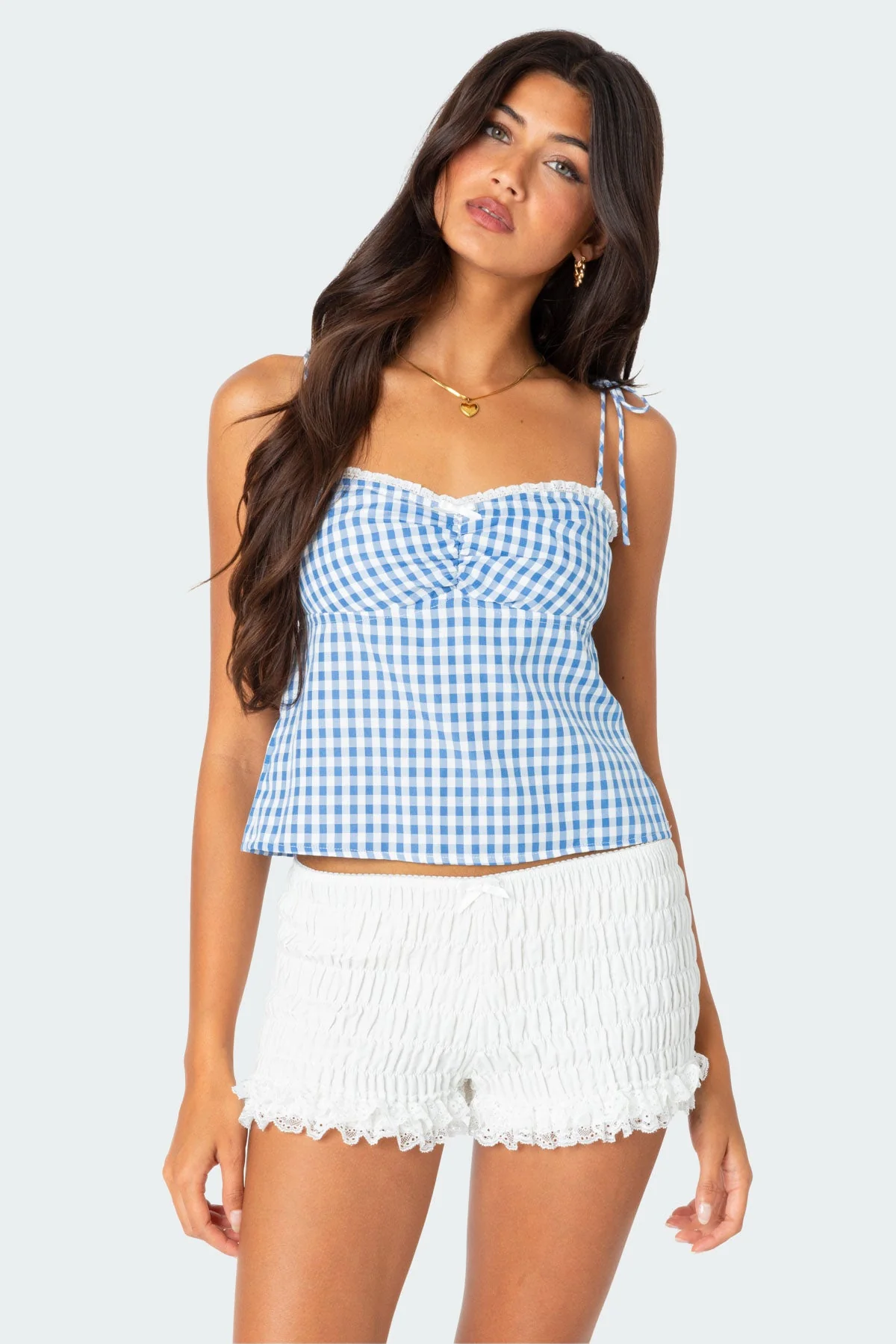 Billie Open Tie Back Gingham Top - Image 3