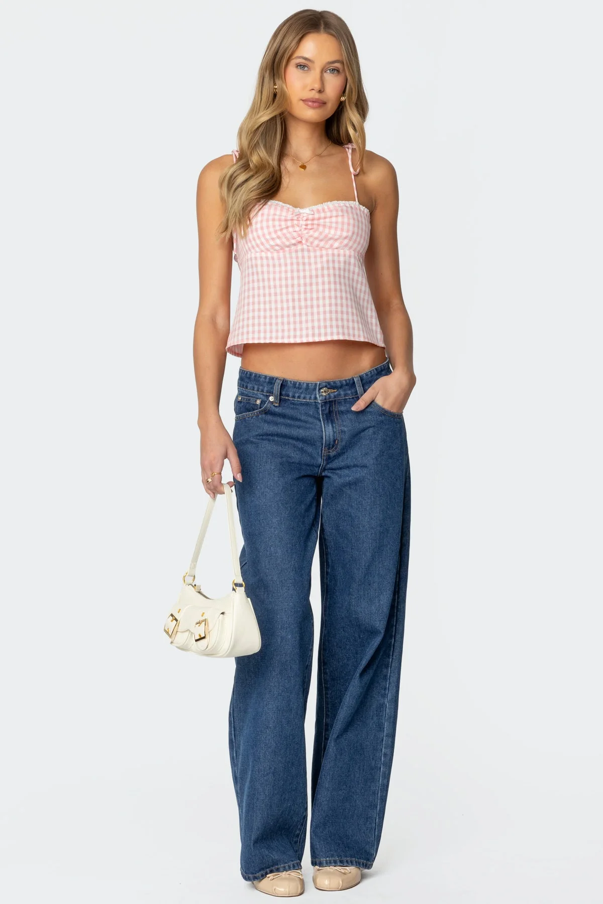 Billie Open Tie Back Gingham Top - Image 2