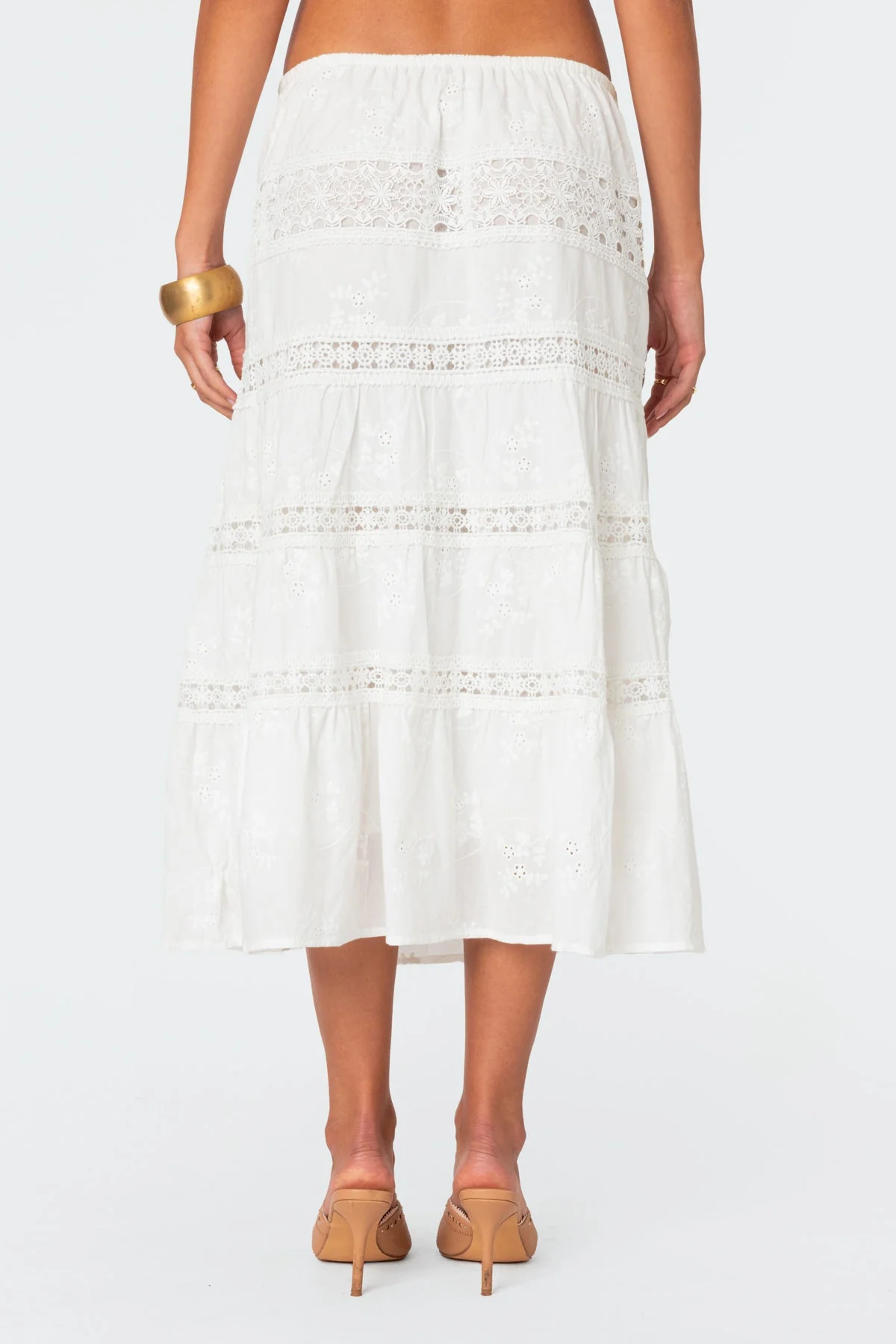 Tiered Cotton Lace Midi Skirt - Image 5