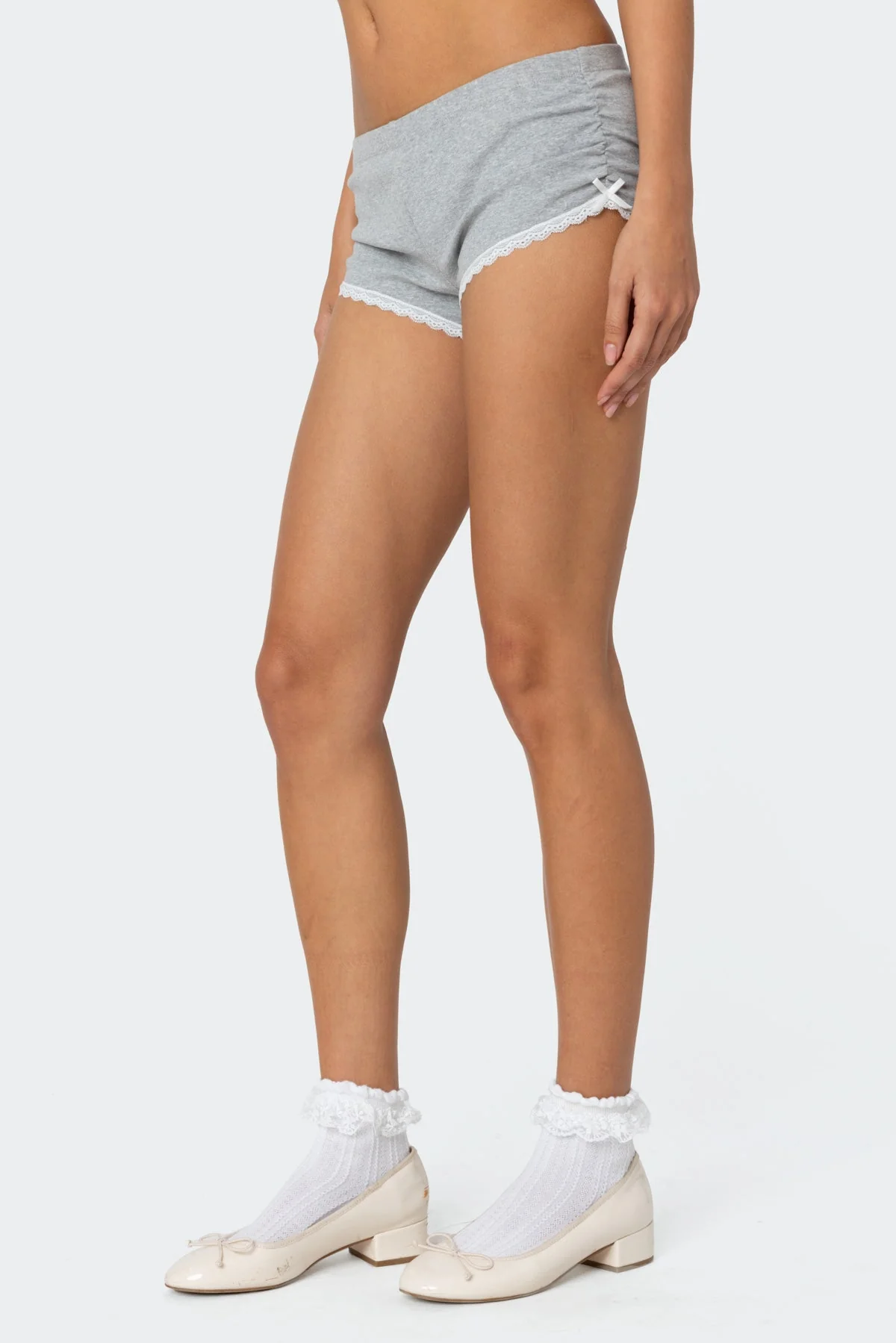 Kadence Ruched Lace Trim Shorts - Image 4