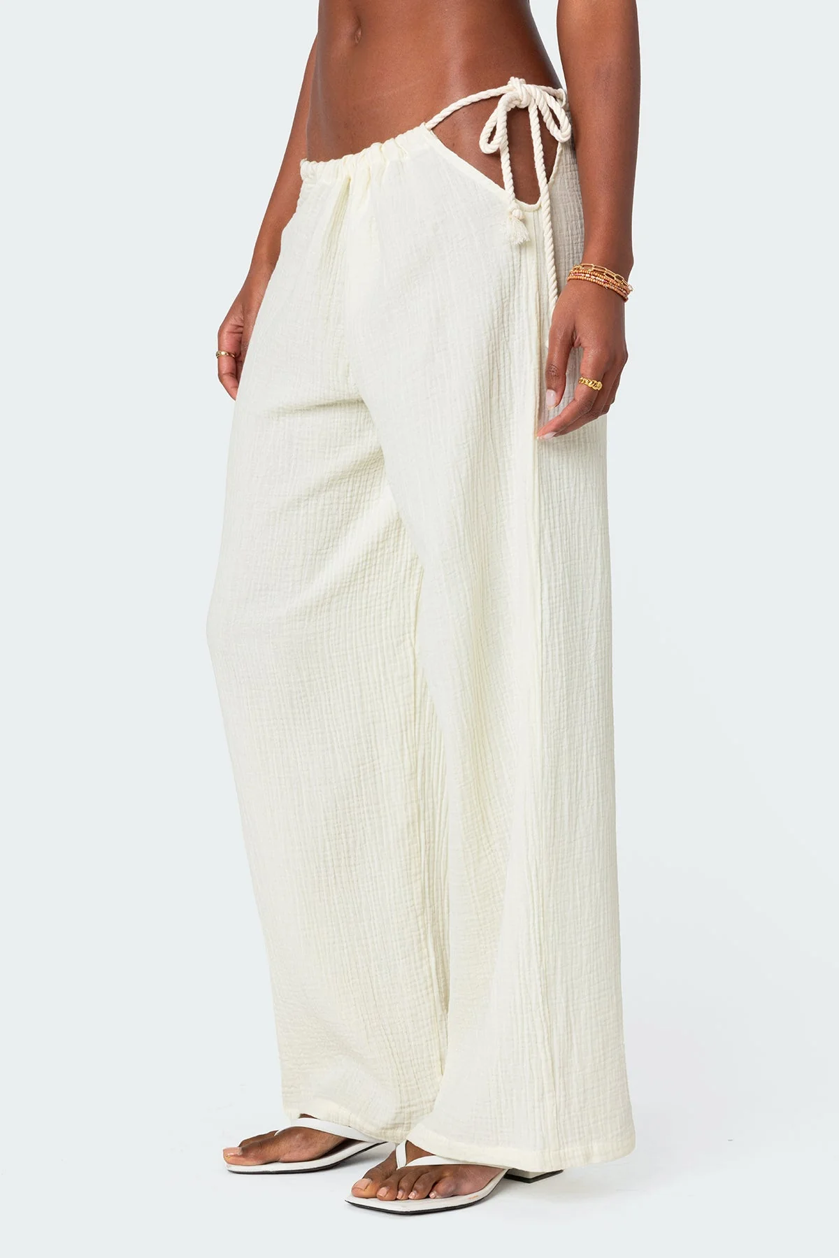 Leoni Side Tie Cotton Gauze Trousers - Image 4