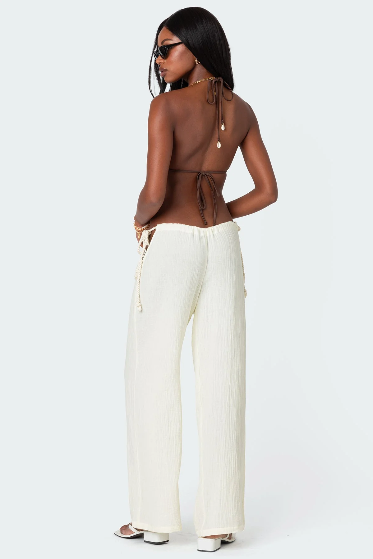 Leoni Side Tie Cotton Gauze Trousers - Image 5
