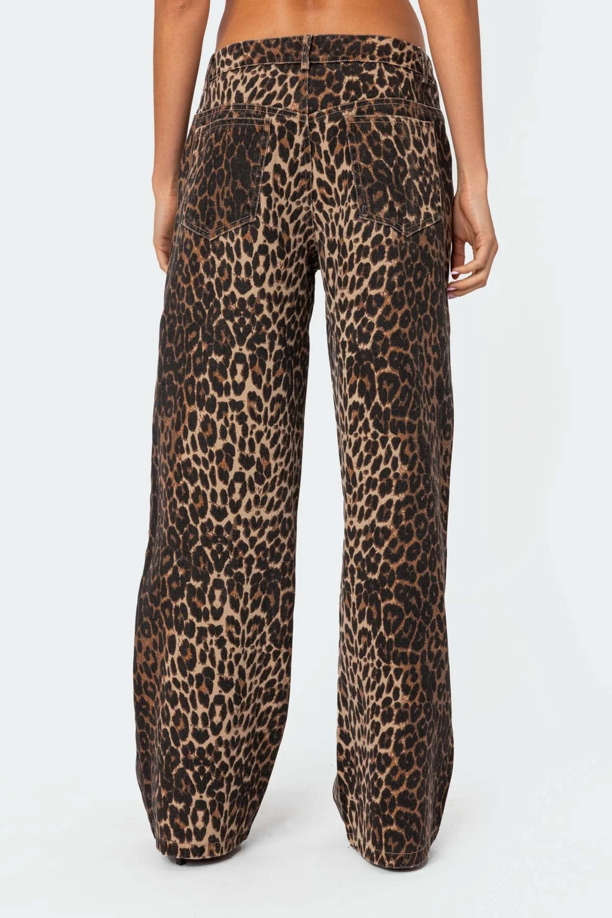 Leopard Printed Low Rise Baggy Jeans - Image 5