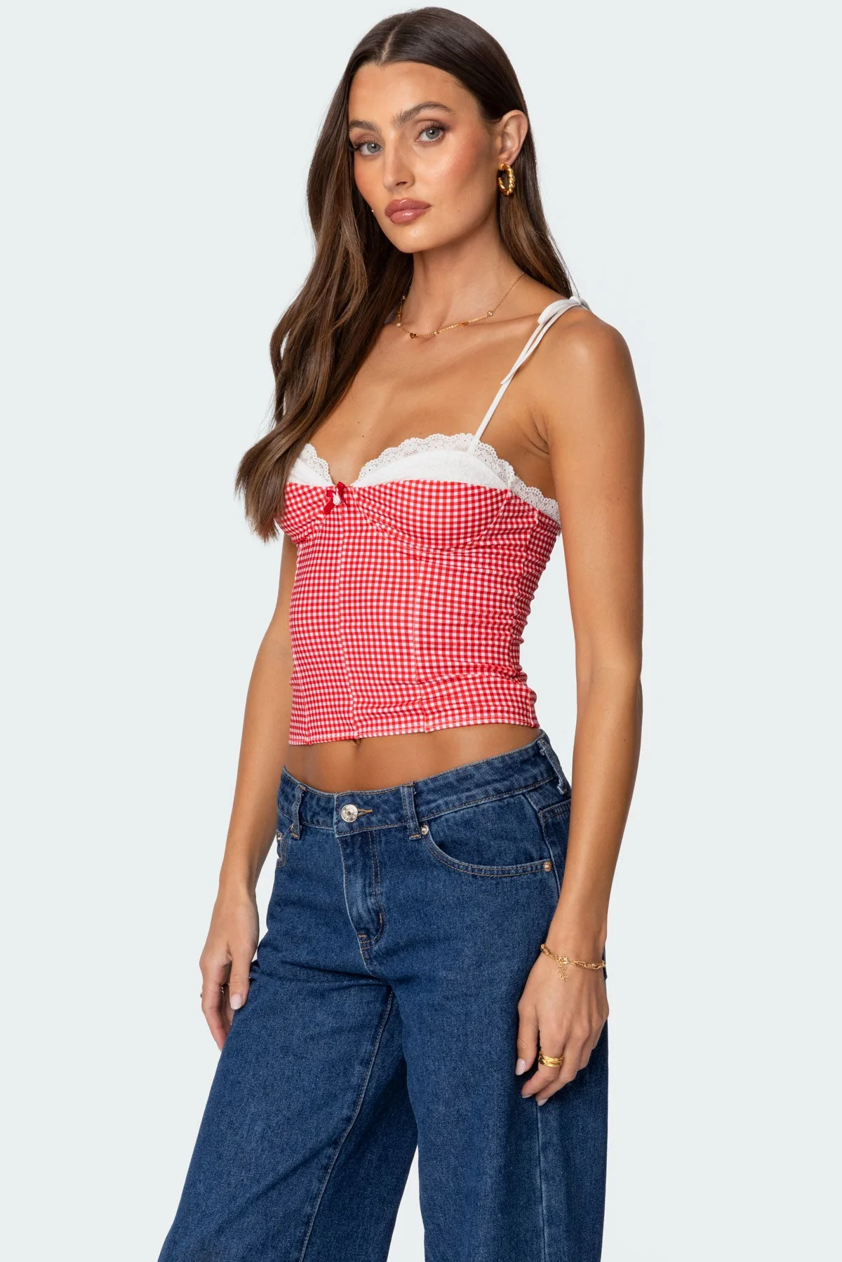Peekaboo Lacey Gingham Corset - Image 5
